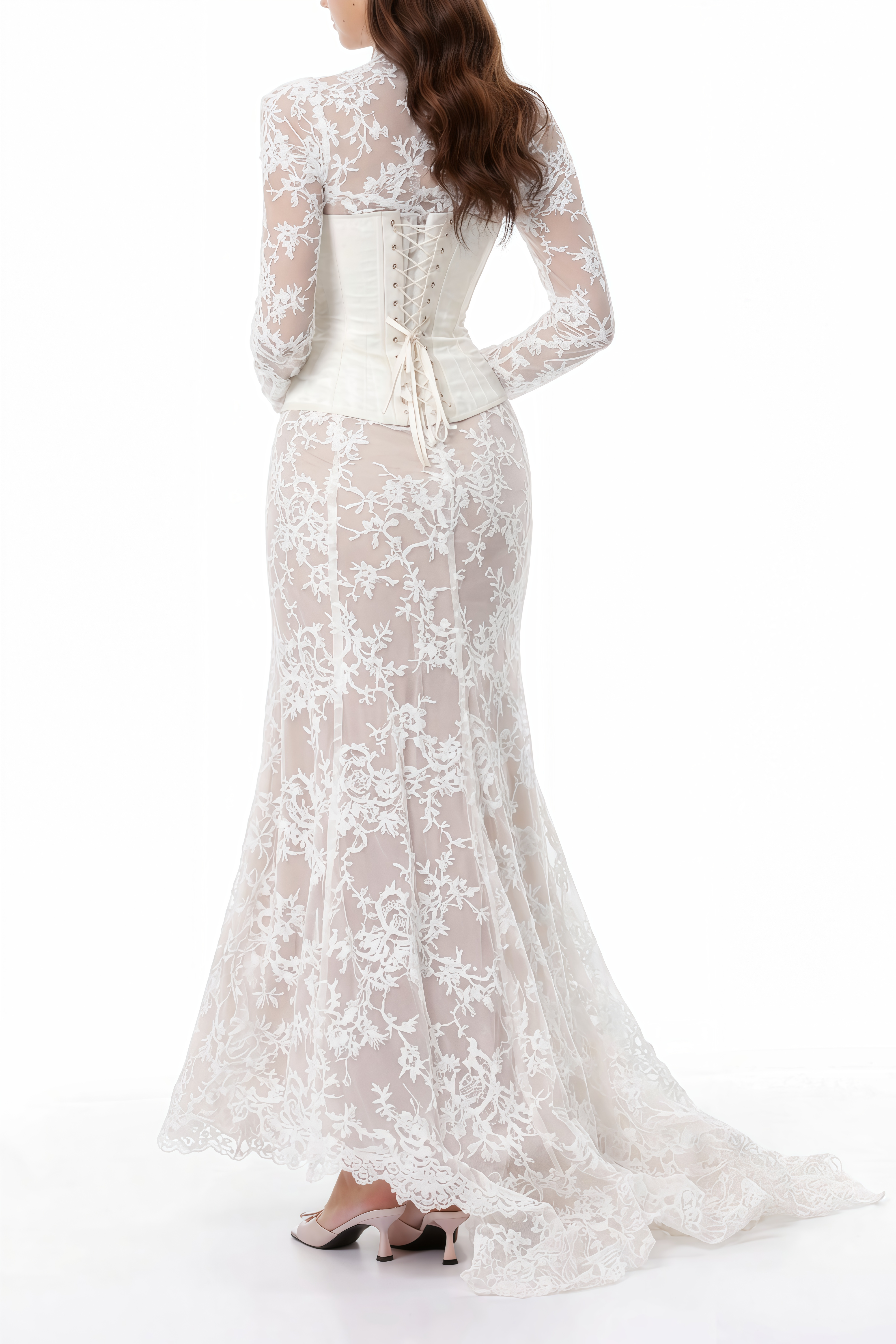 Bethany White – Asymmetrisches Maxikleid aus Spitze