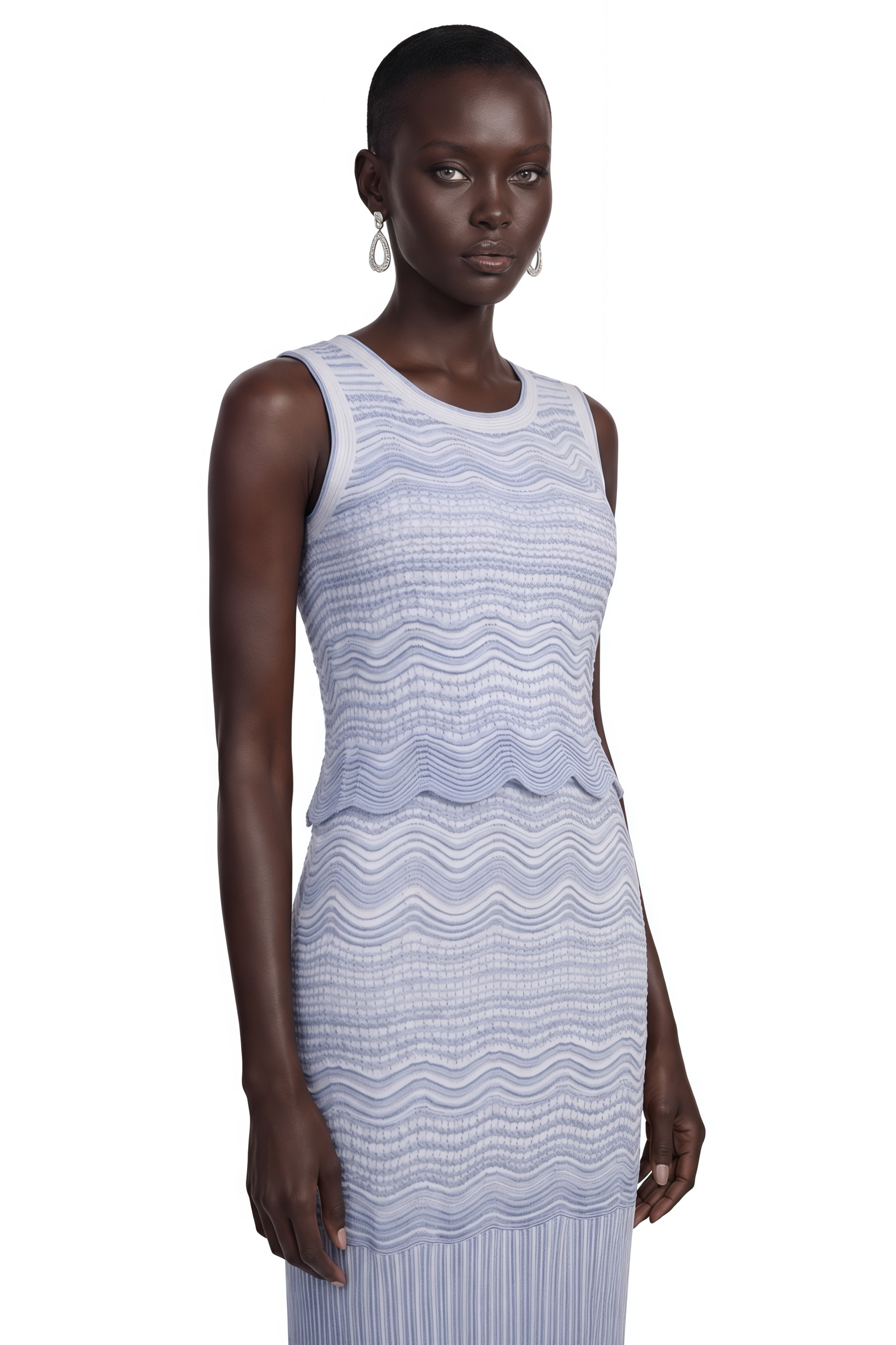 Betty Blue Zigzag Weave Knit Top & Skirt Set