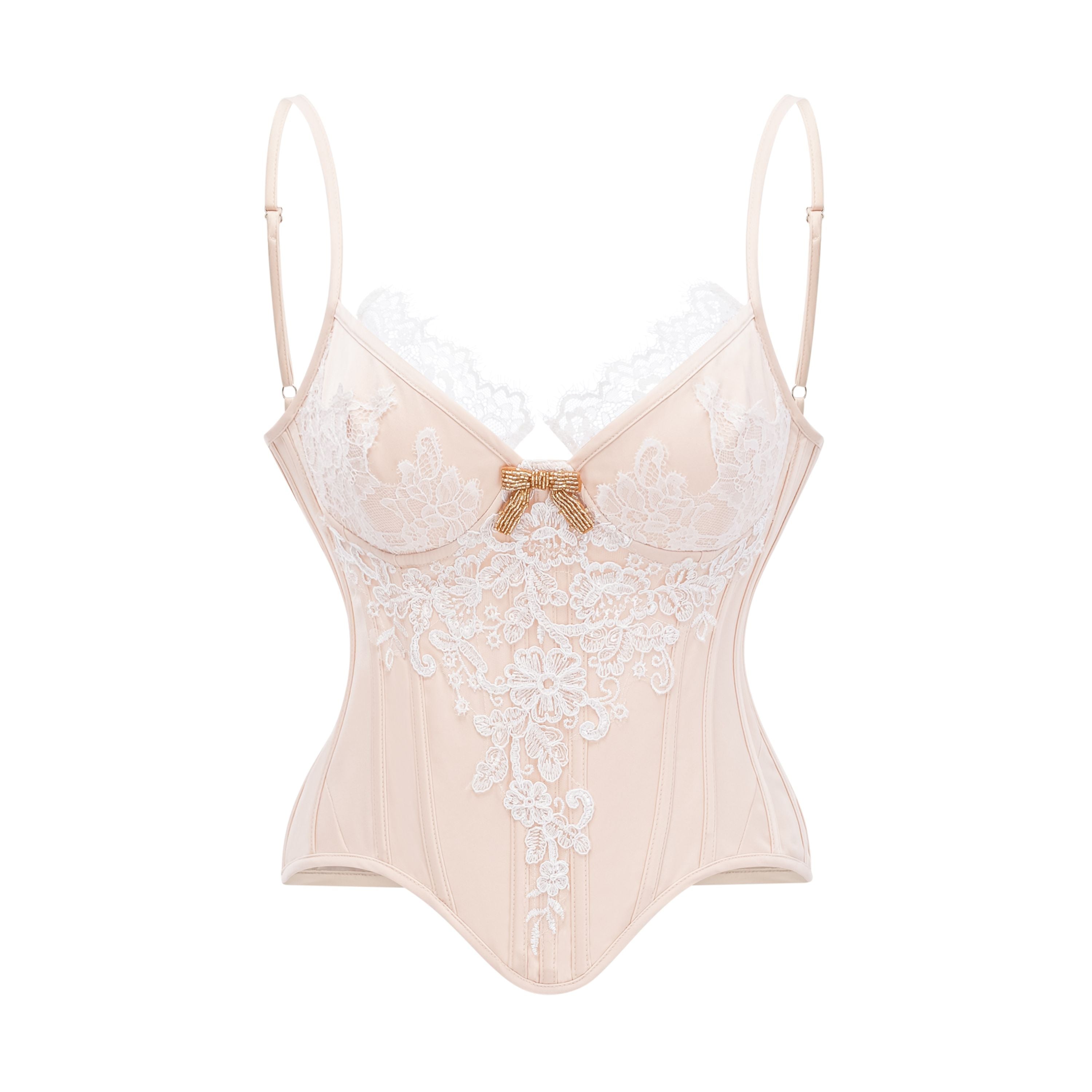 Blanca Champagne Lace Panel Top & Skirt Set