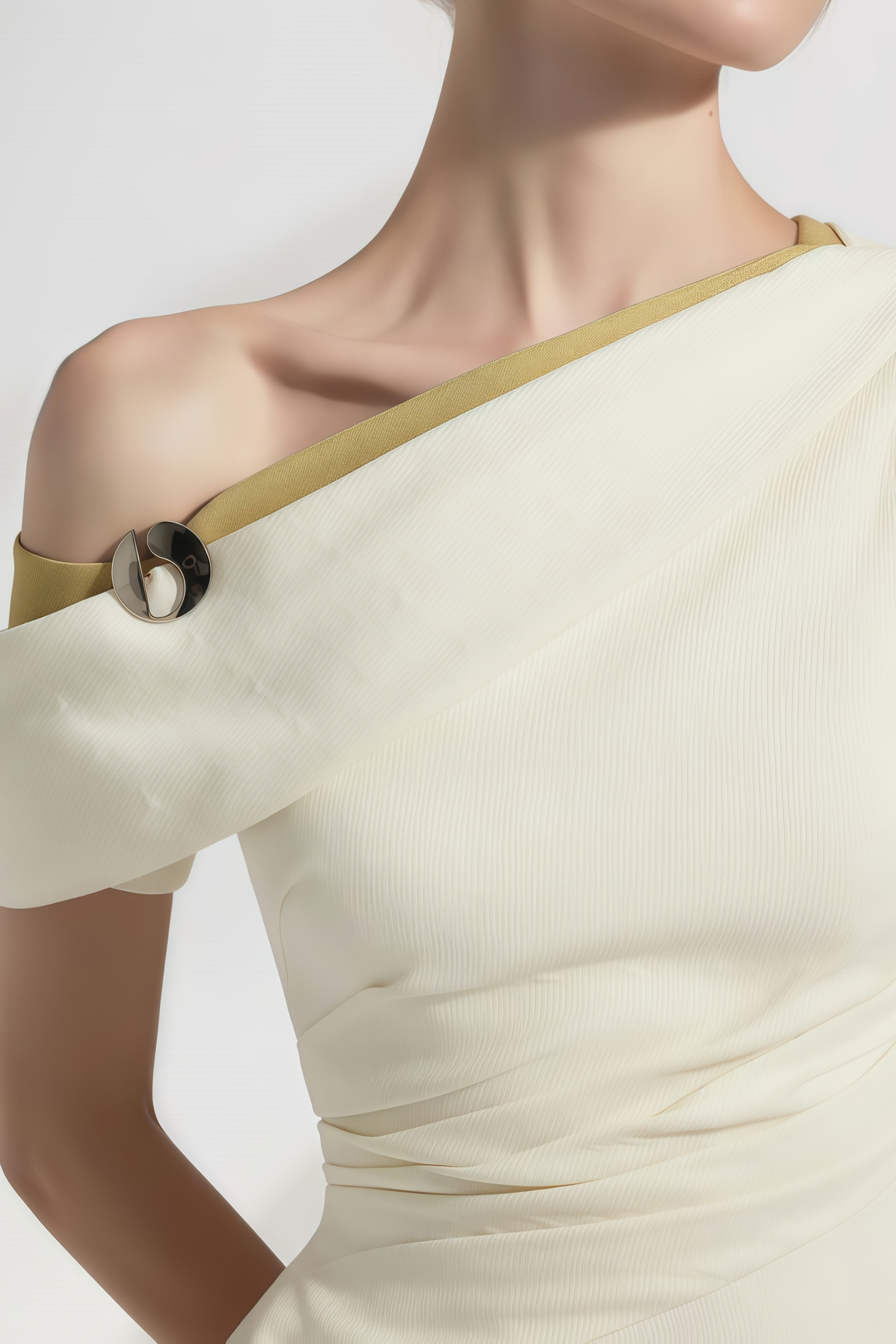 Blossom White One Shoulder Ruched Midi Dress