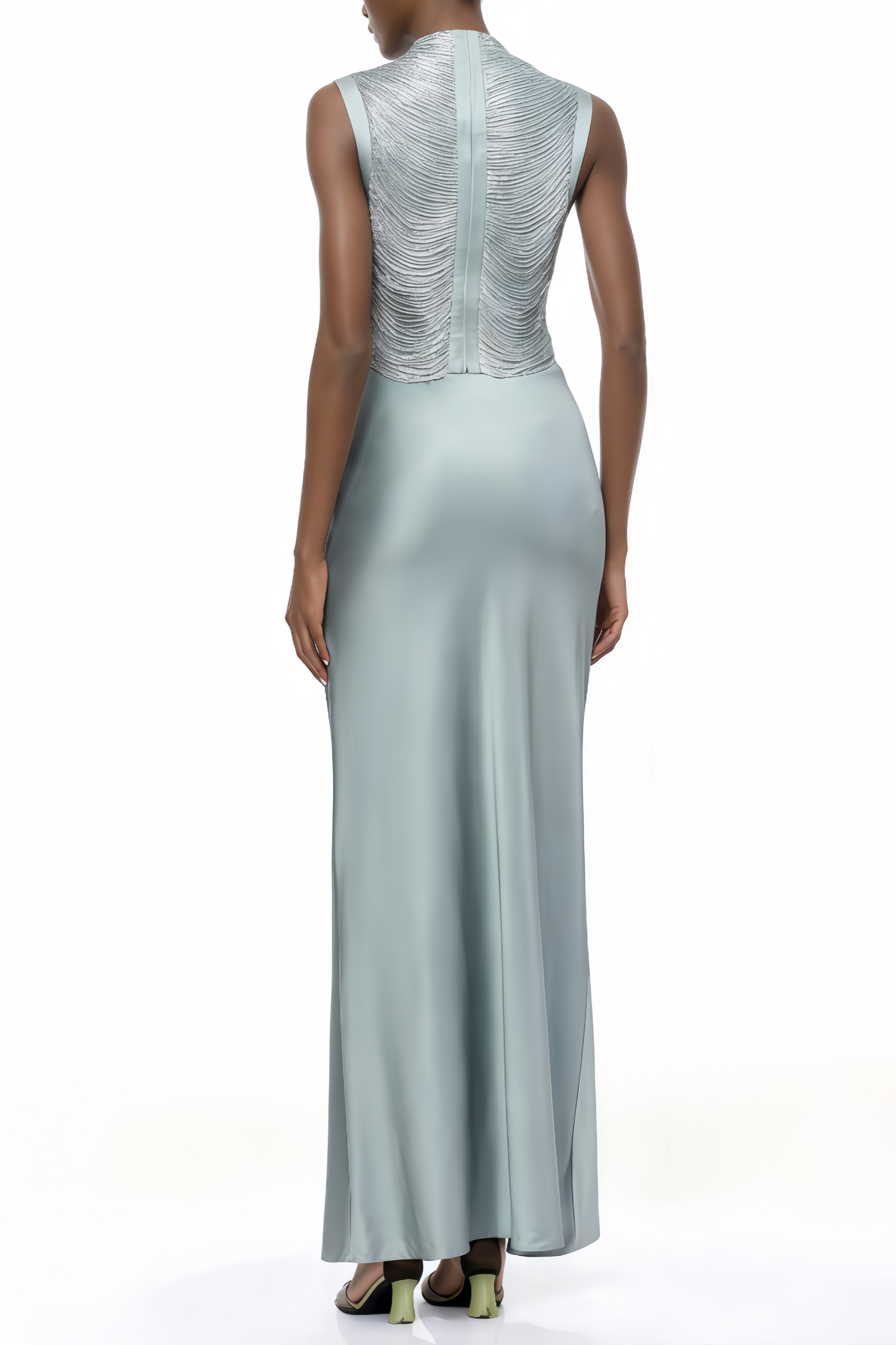 Borbála Blue Fringed Top & Satin Skirt Set