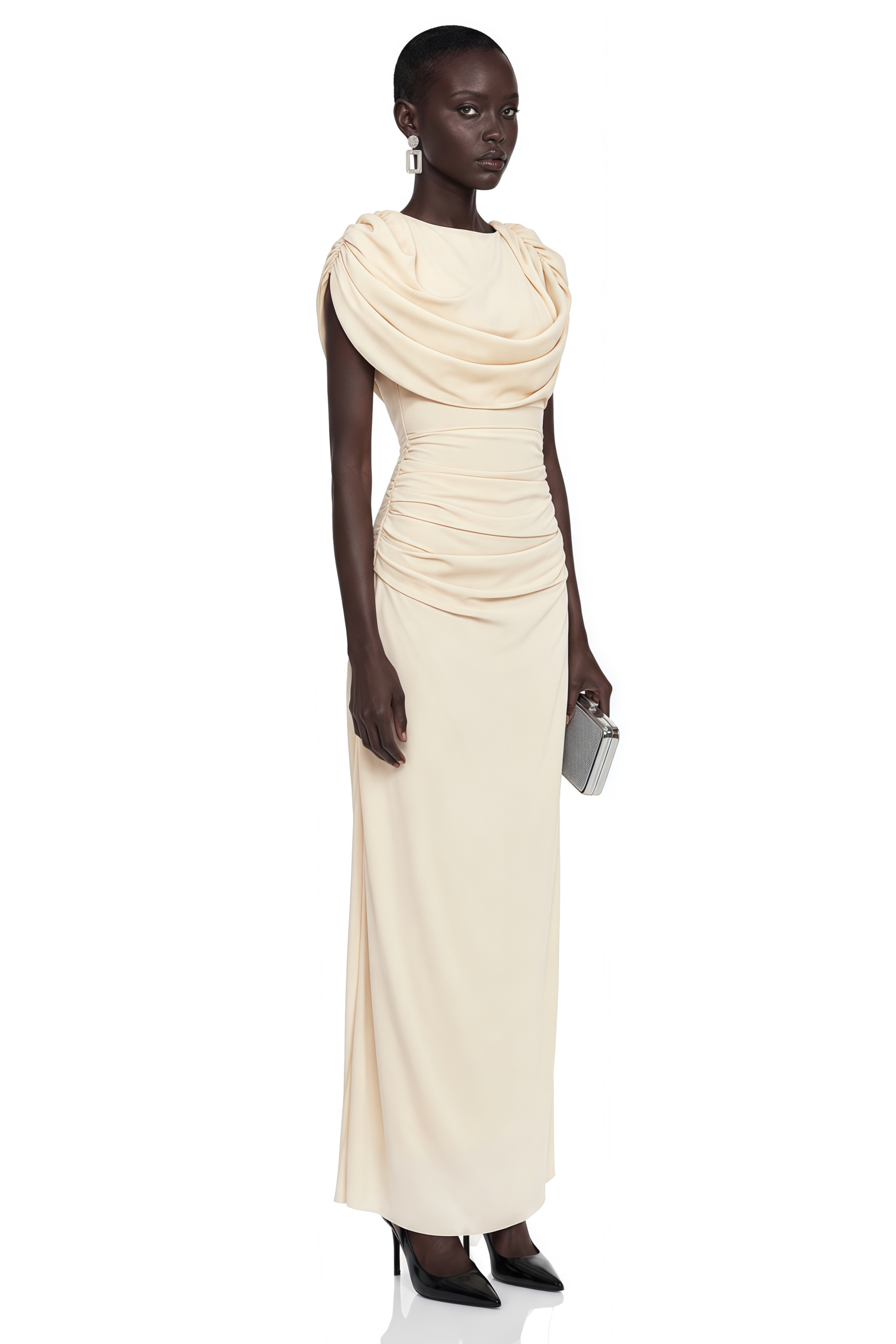Breeze Cream Maxi Dress with Cape Sleeves
