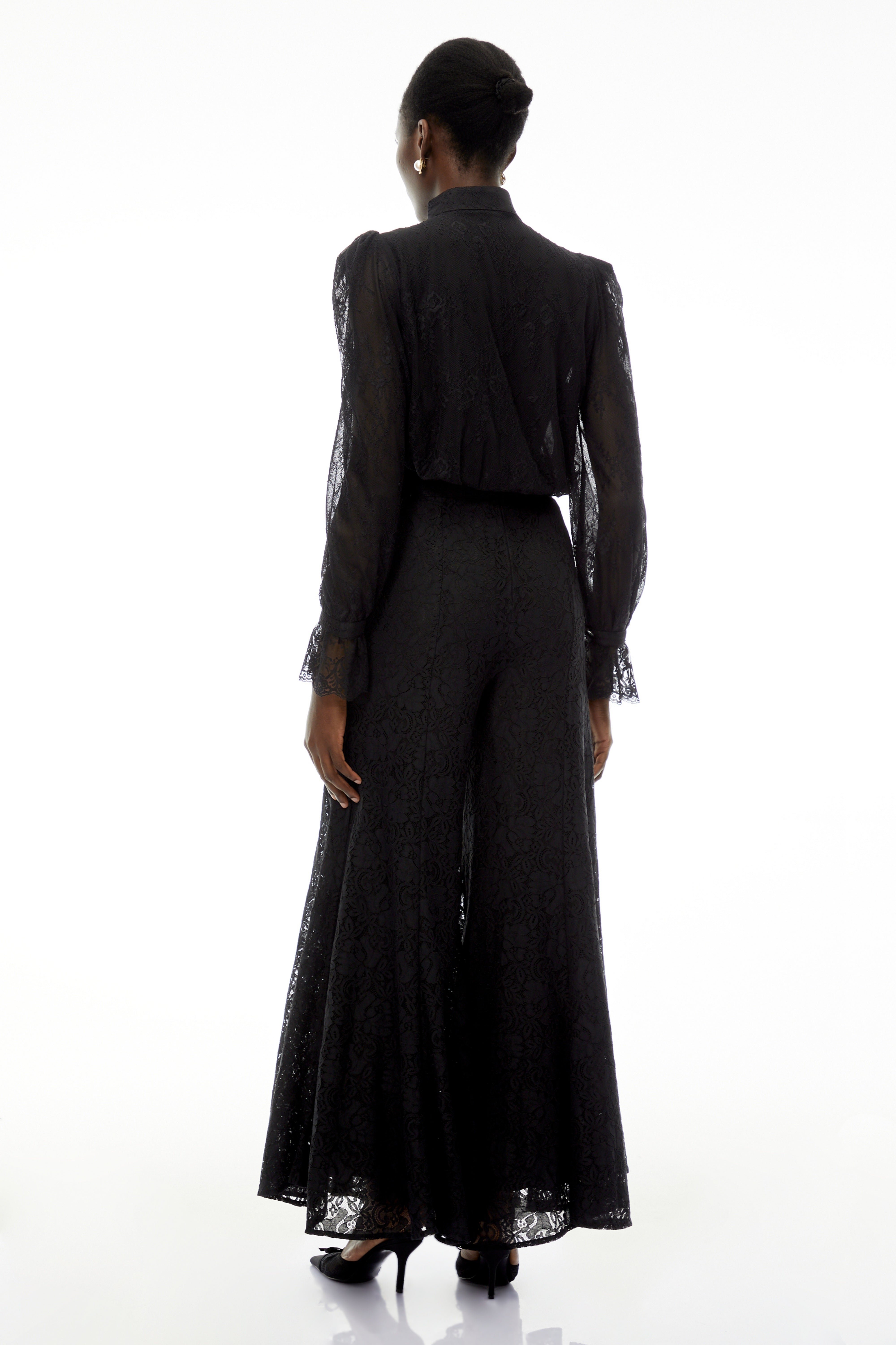 Brigitte Black High Neck Ruched Blouse (Final Sale)