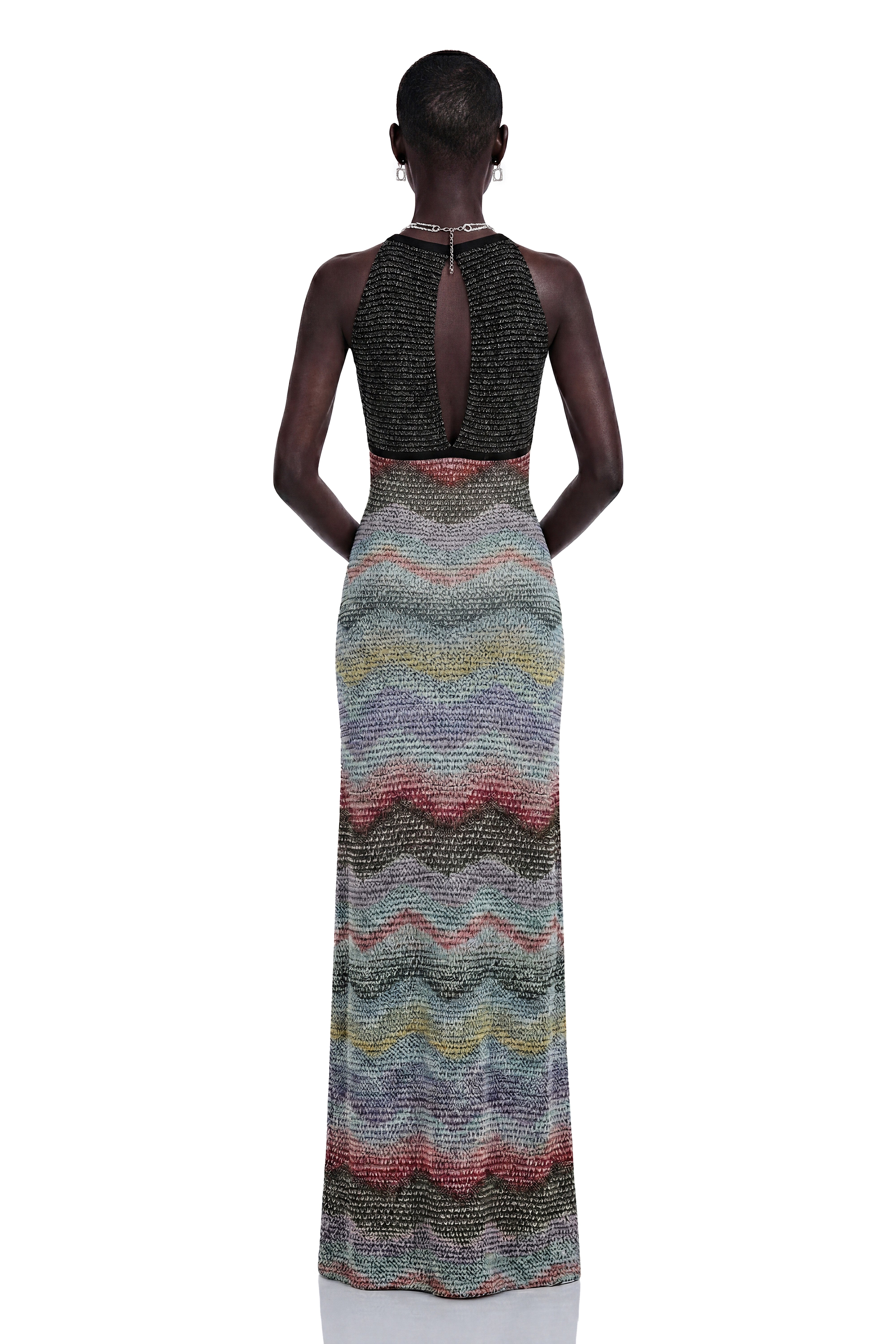 Caitlin Grey Halterneck Color Block Maxi Dress