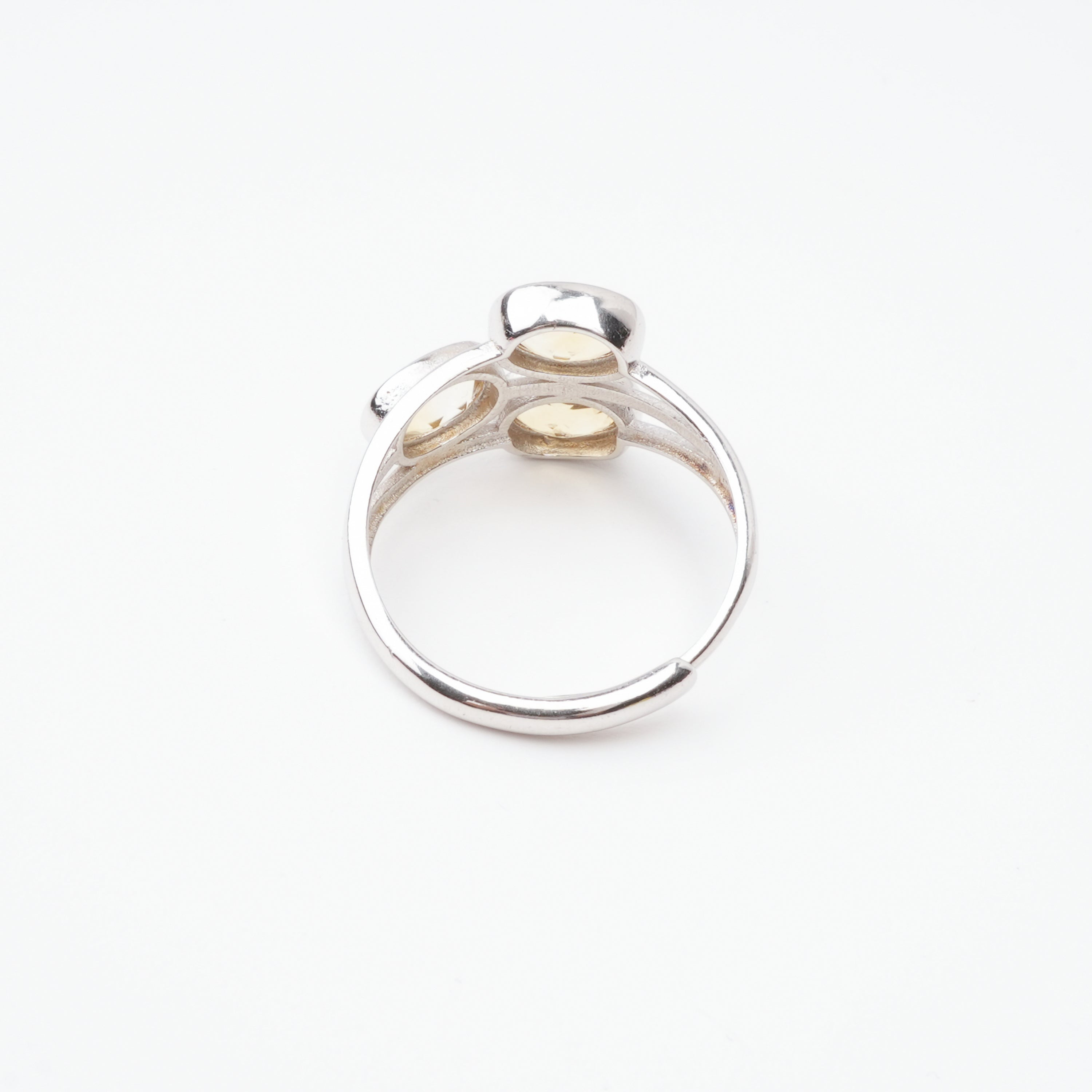 Camila Champagne Oval Cut Three Stone Gemstone Sterling Silver Ring