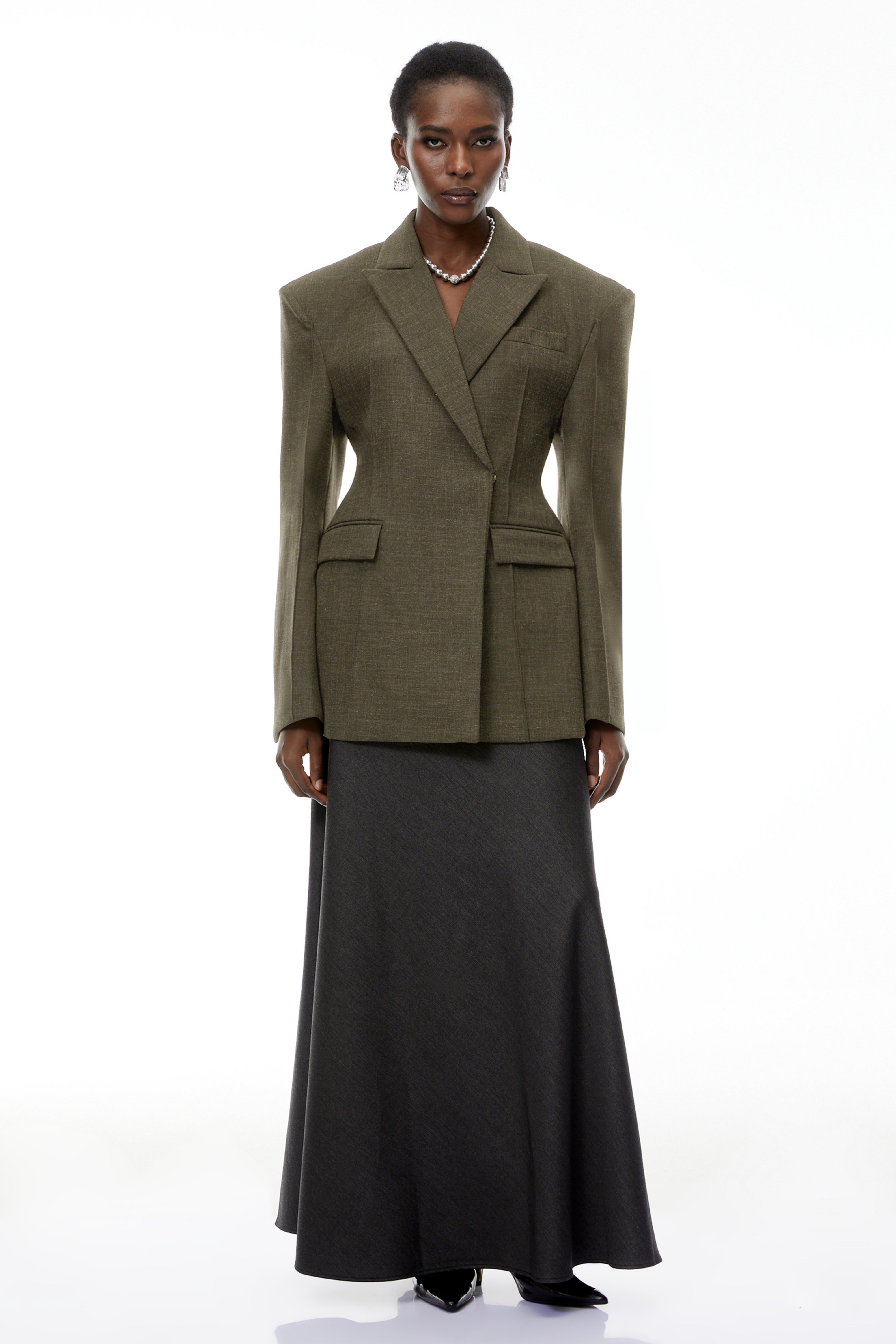 Caspian Green – Asymmetrischer Oversize-Blazer