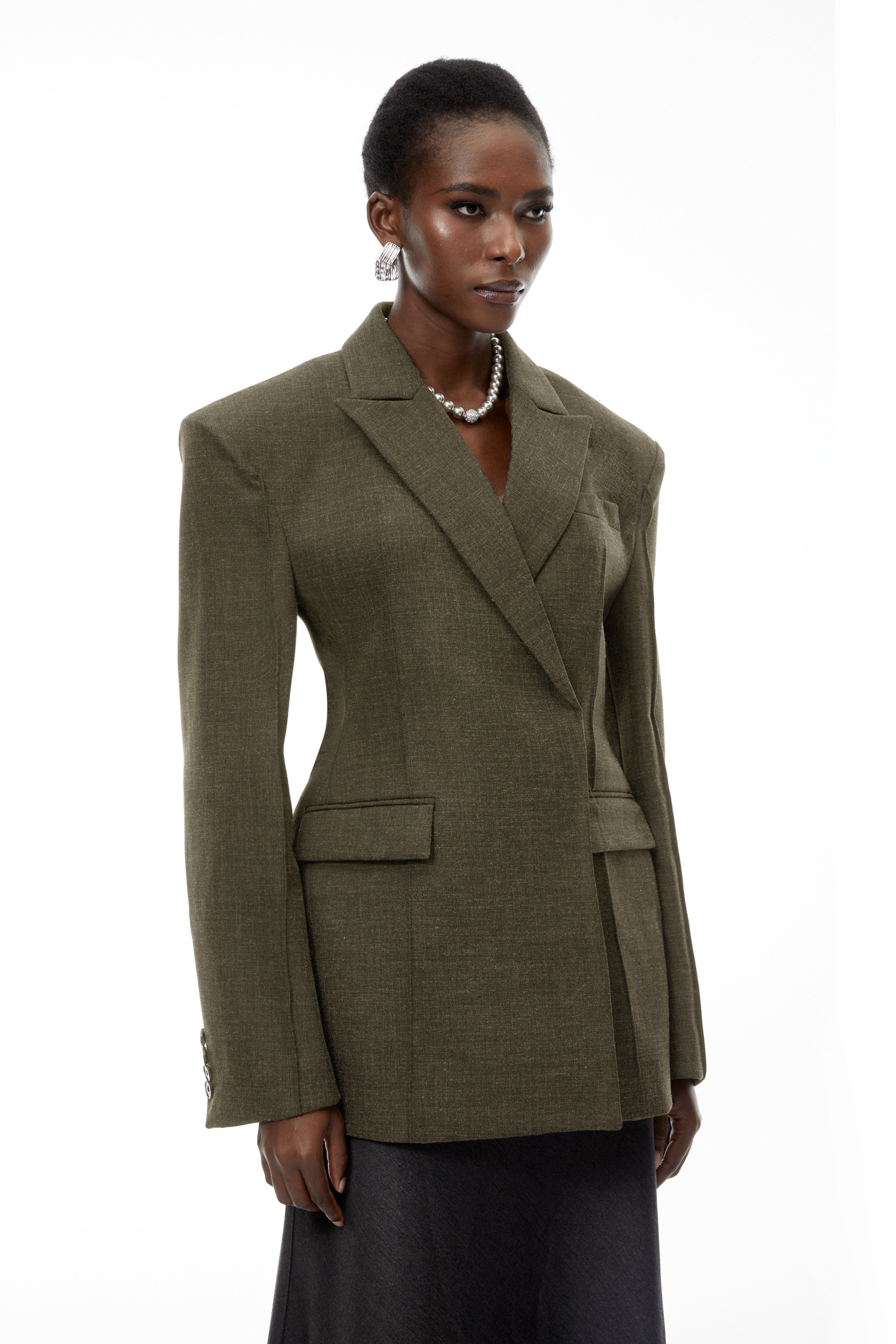 Caspian Green – Asymmetrischer Oversize-Blazer