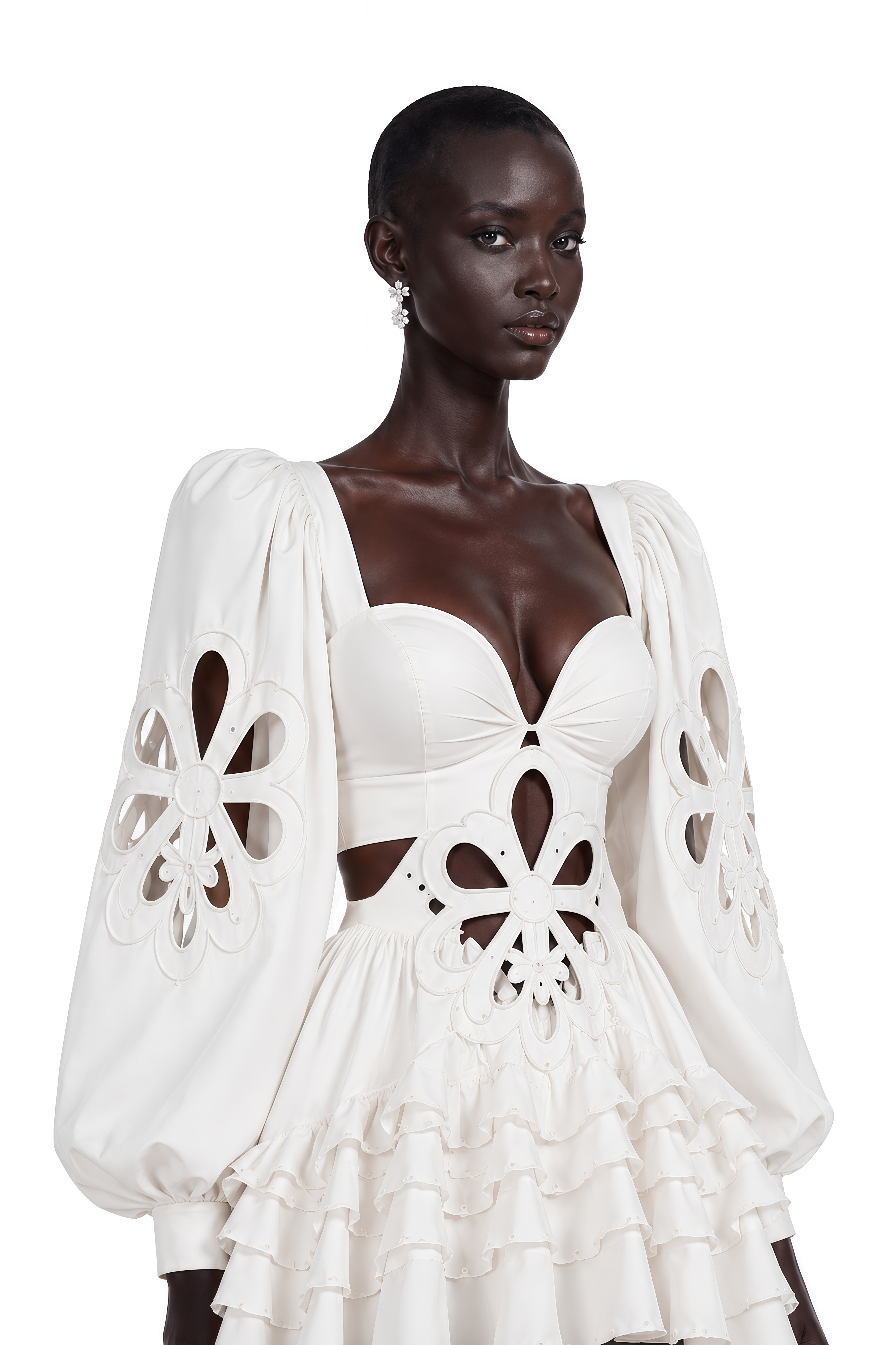 Charity White Cut-Out Asymmetrical Maxi Dress