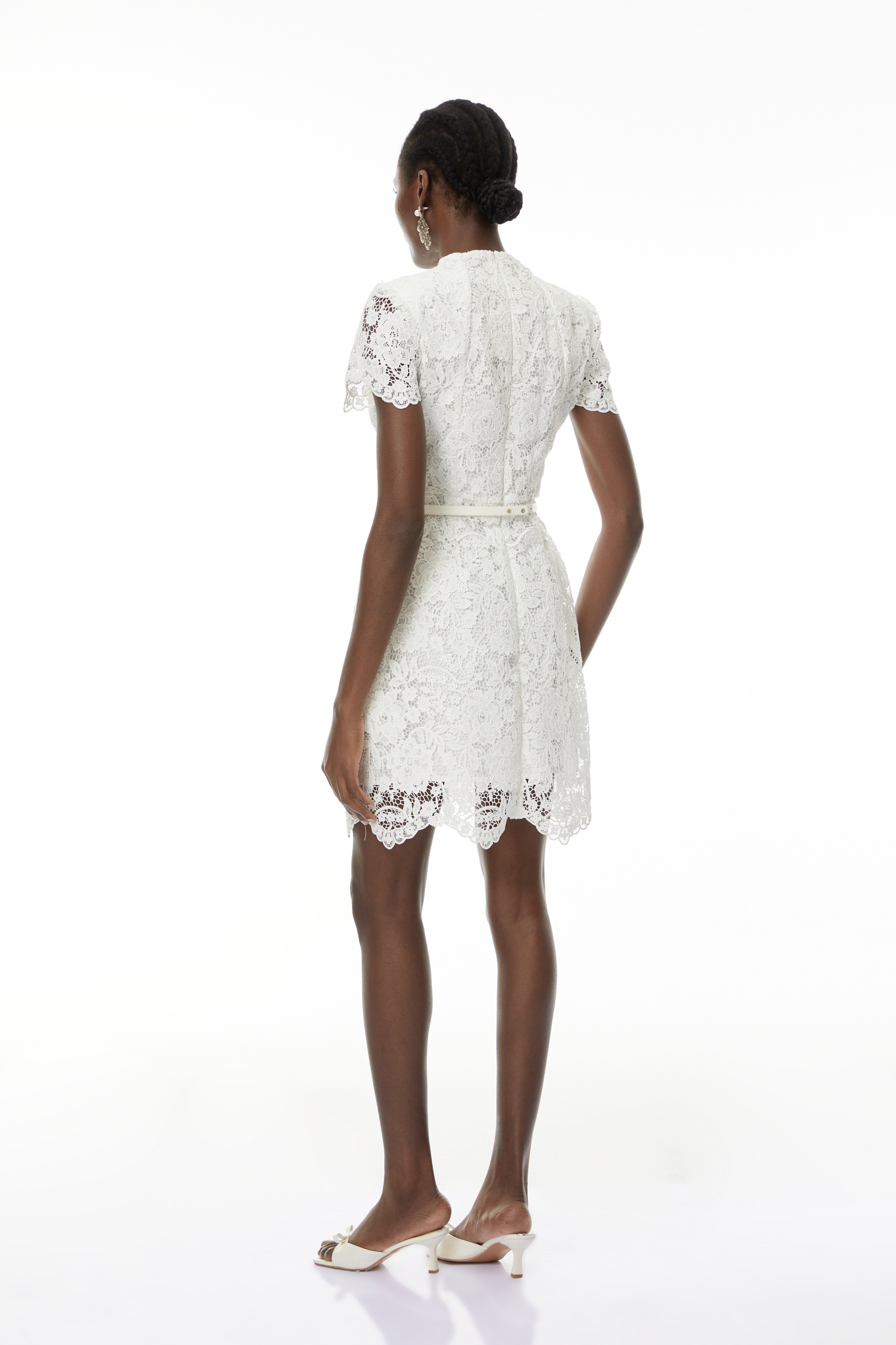 Charlotte White Floral Lace Mini Dress