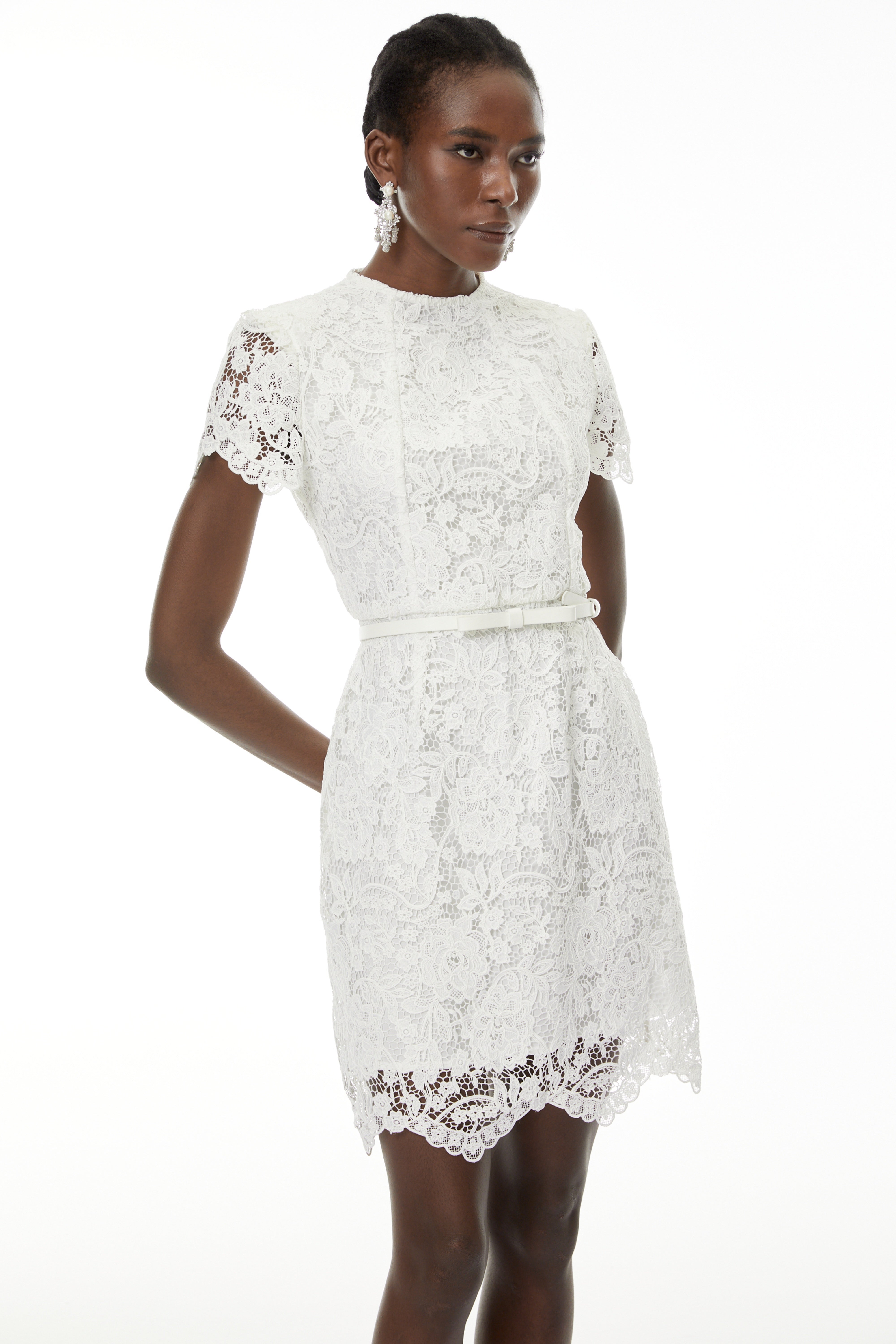 Charlotte White Floral Lace Mini Dress