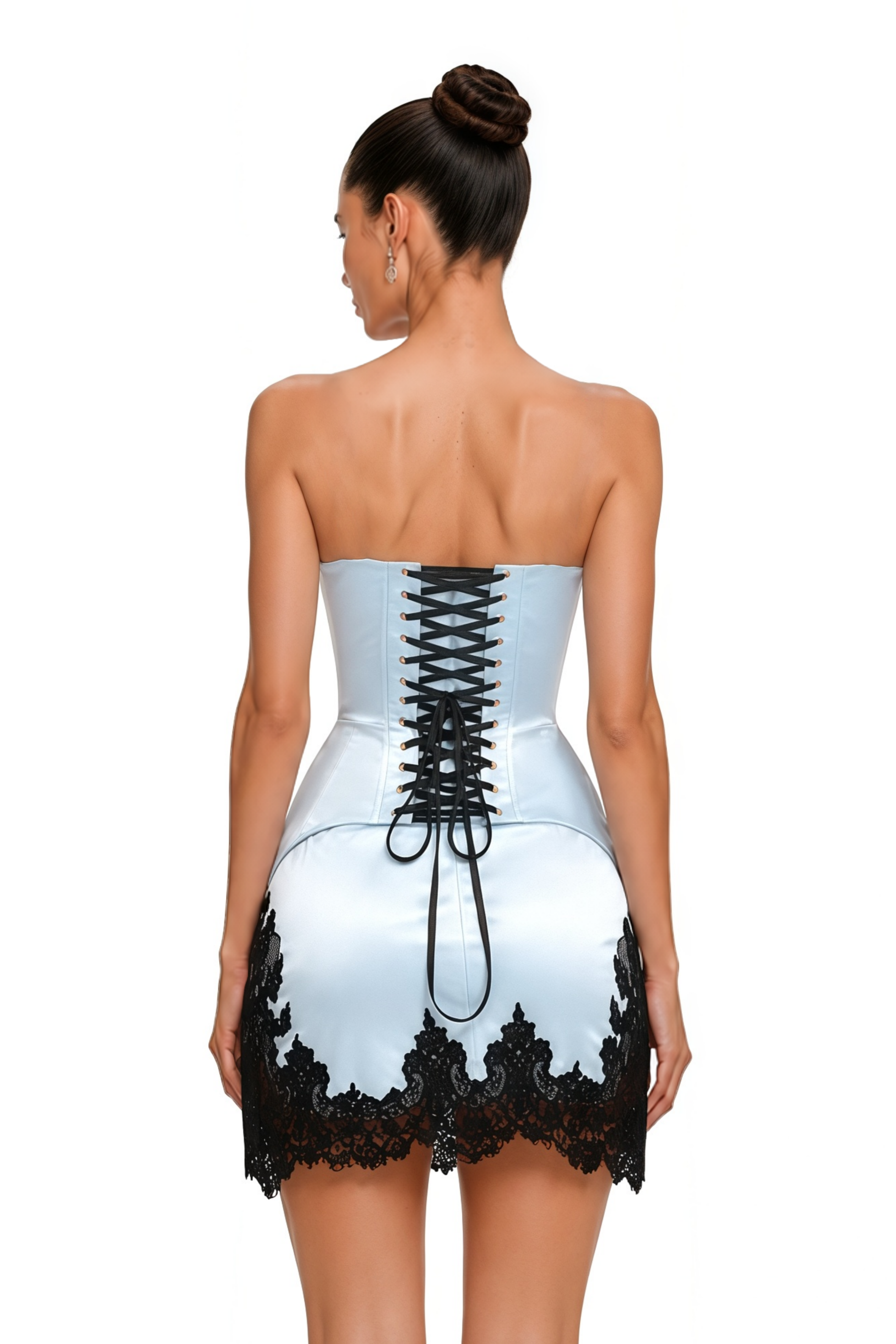 Sesilia Blue Top & Skirt with Lace Trim