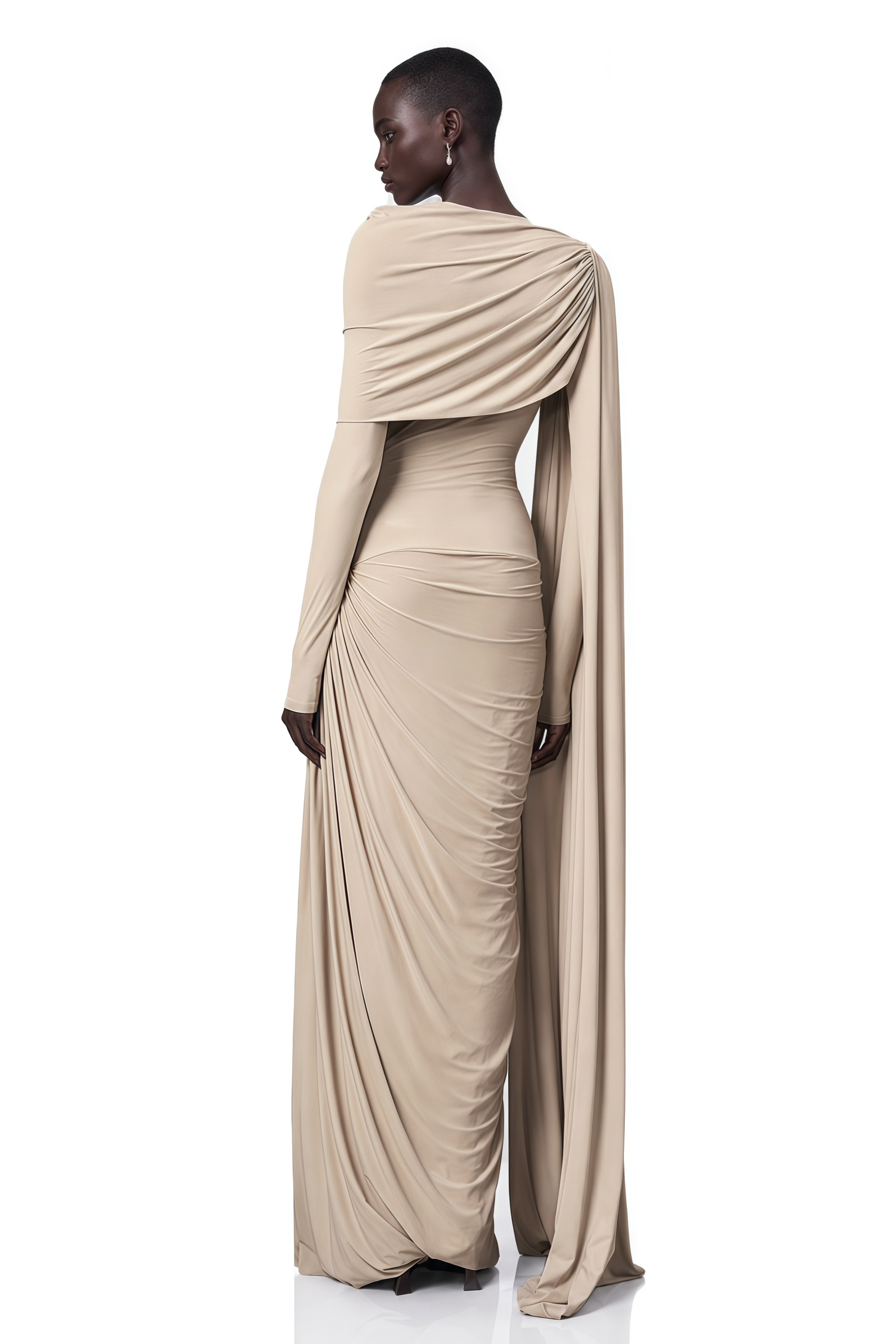 Gaëlle Neutrals Ribbon-design Draped Maxi Dress