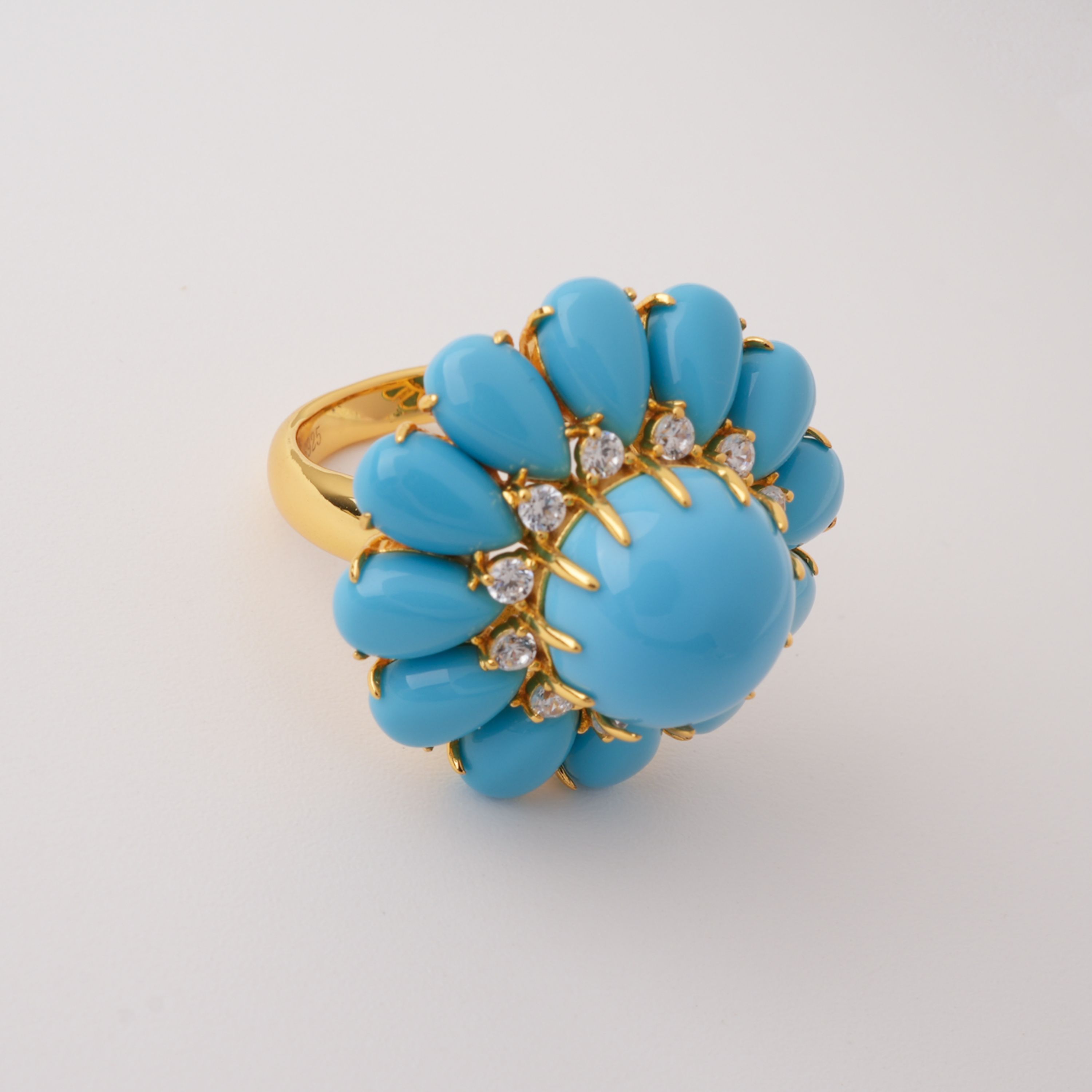 Cleo Blue Floral Turquoise Sterling Silver Ring