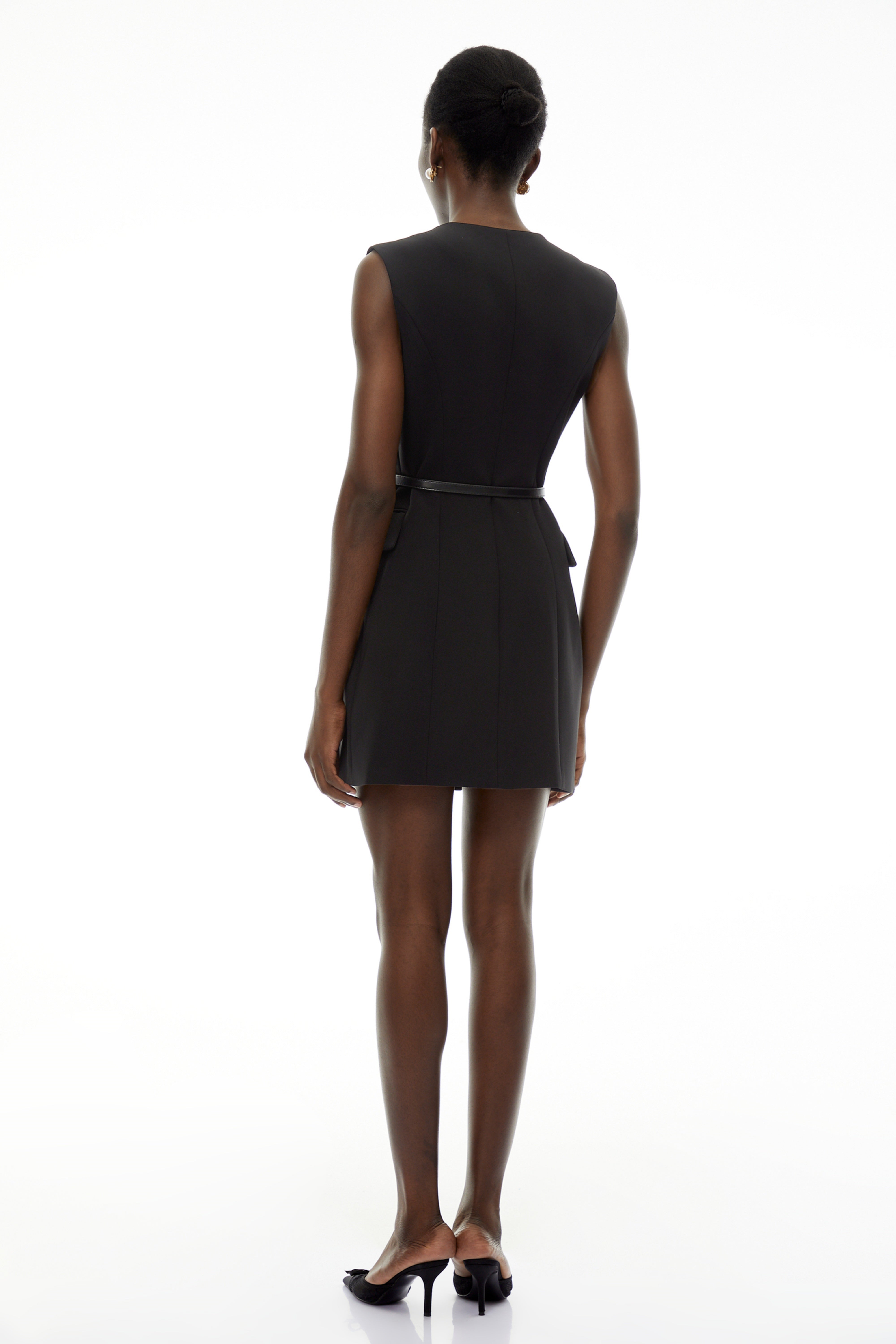 Cordelia Black Sleeveless Mini Dress with 3D Florals