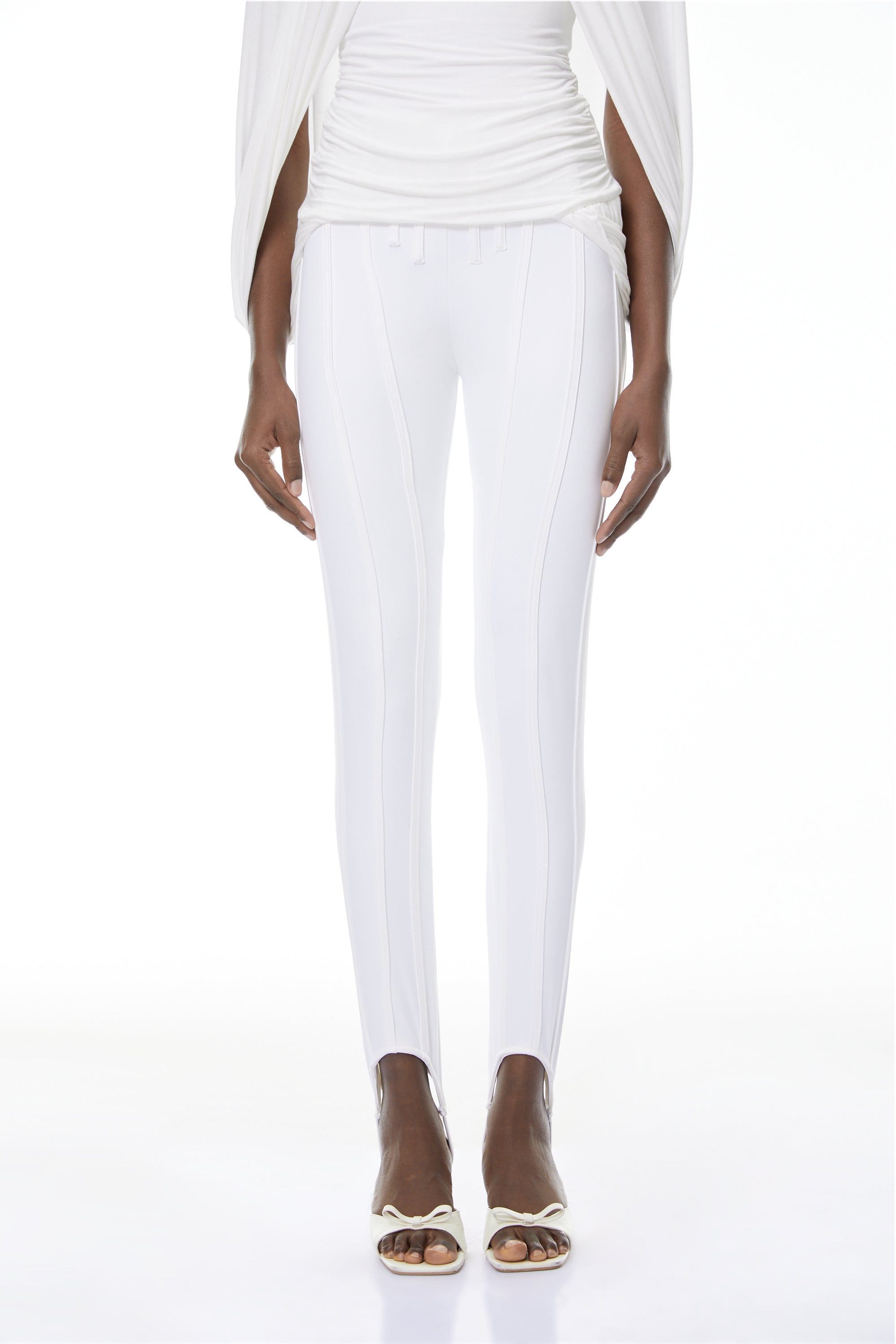 Cordelia White Decorative Stitching Leggings
