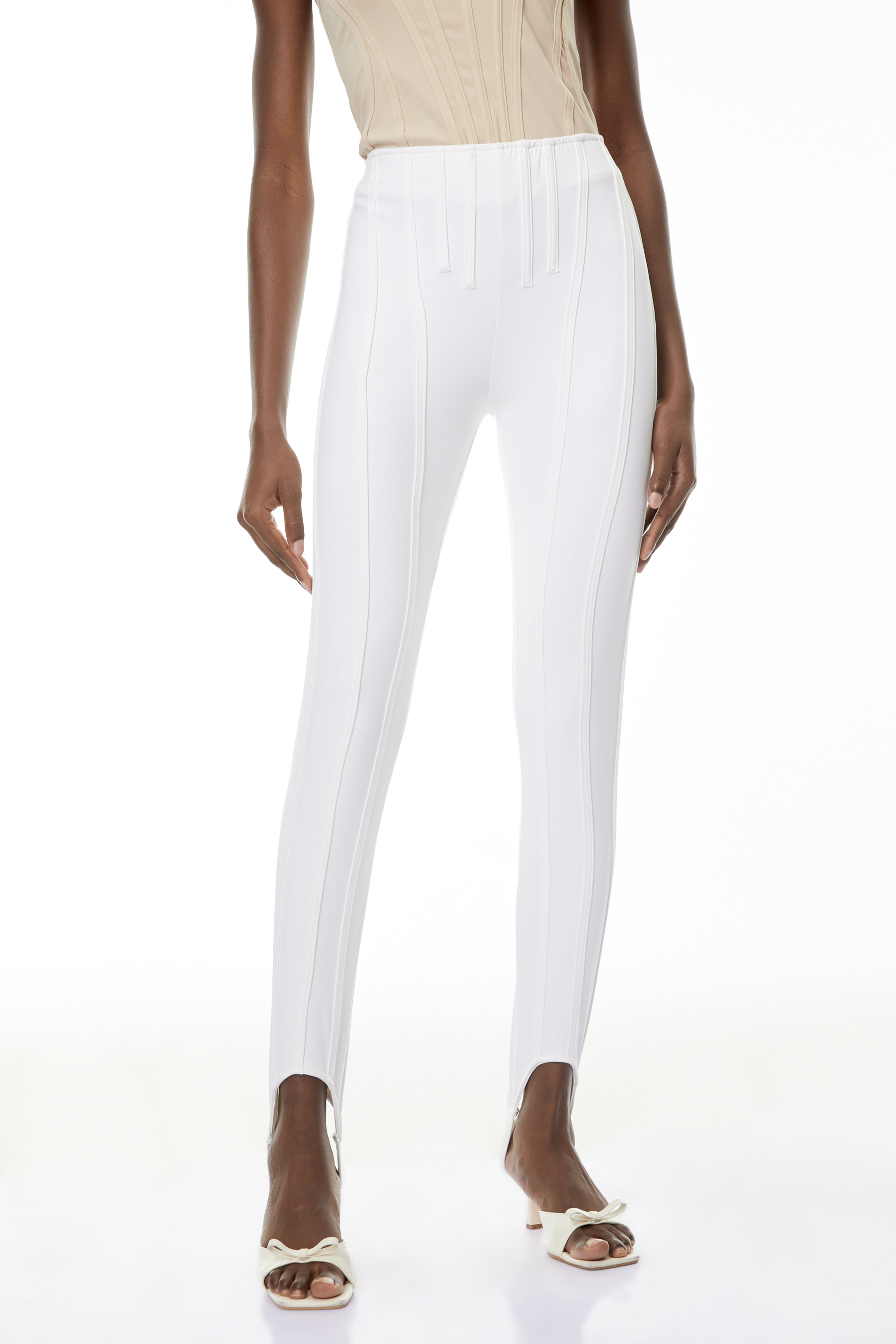 Cordelia White Decorative Stitching Leggings
