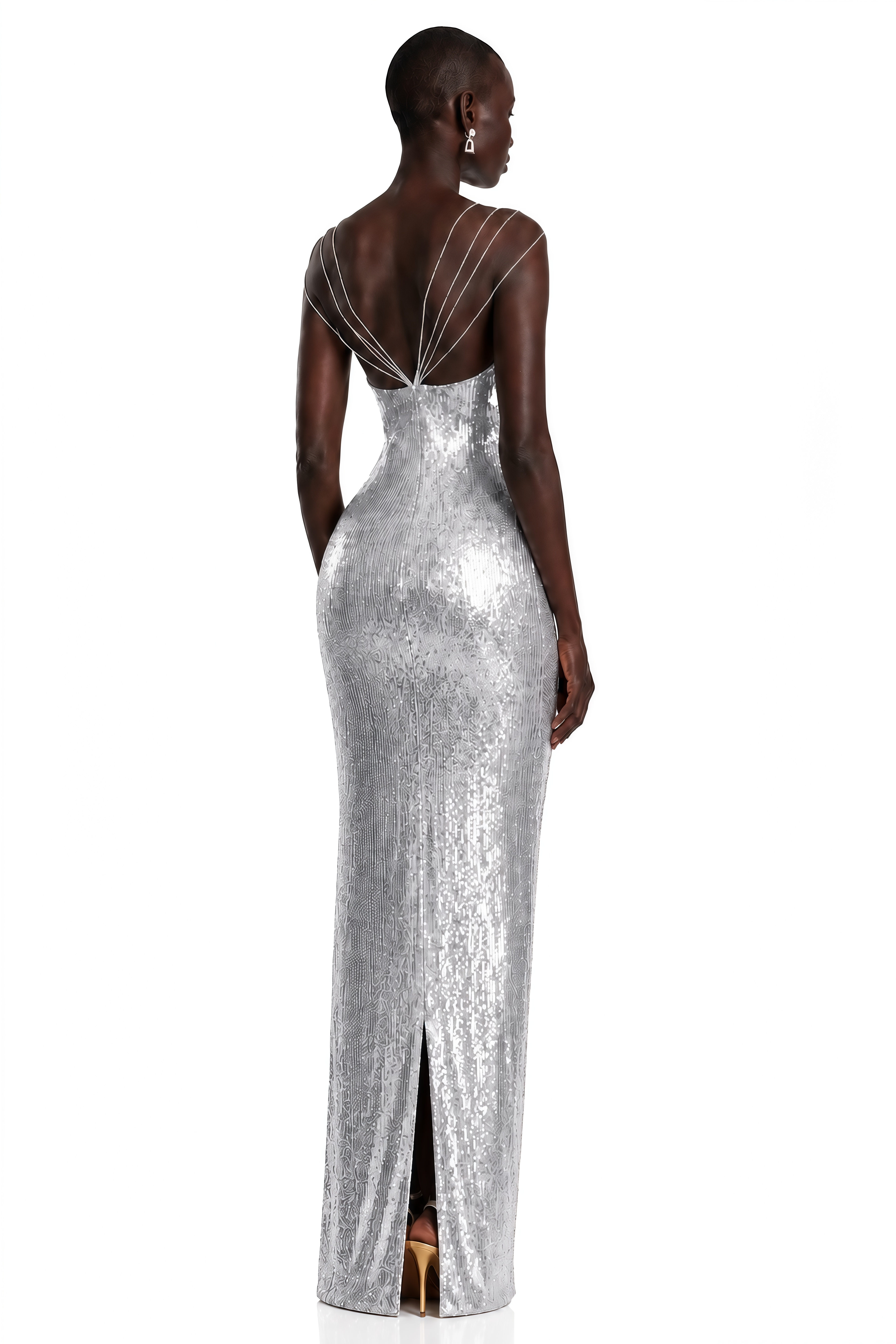 Cressida Silver Sparkly Embellished Maxi Dress