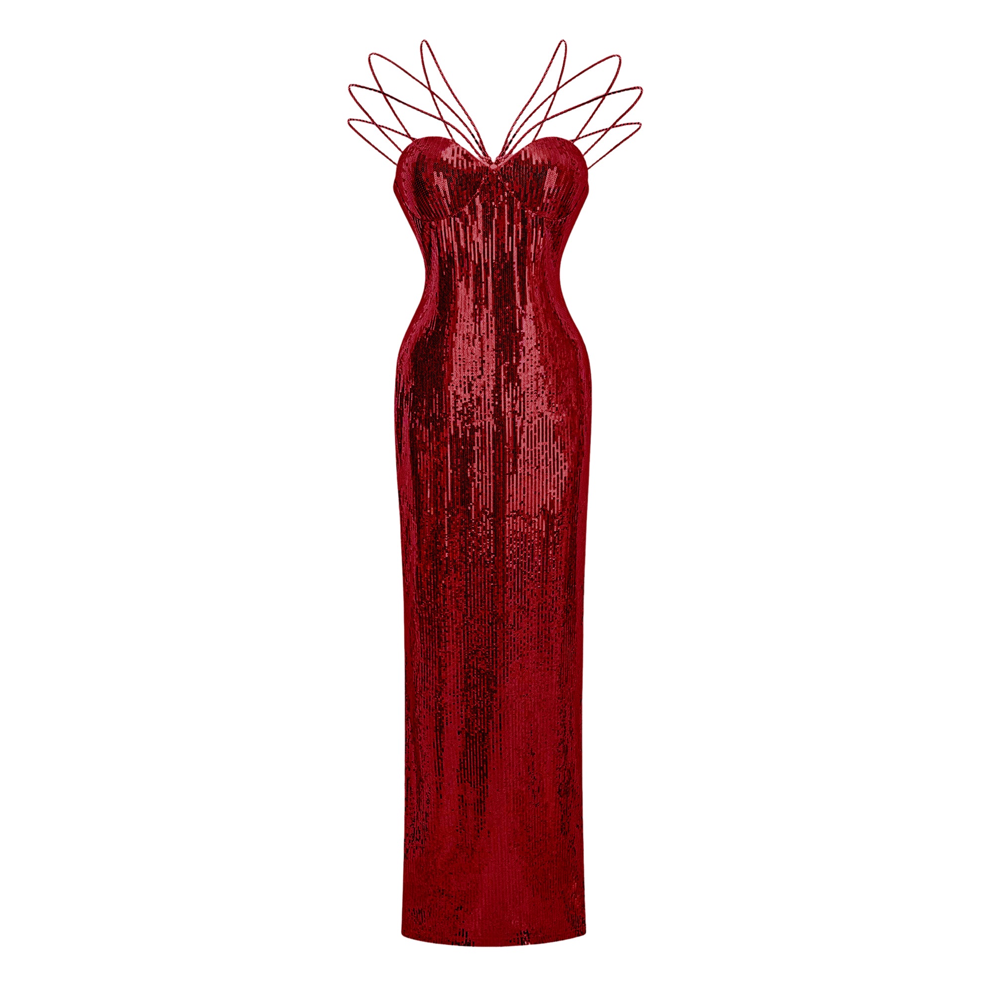 Cressida Red Sparkly Embellished Maxi Dress