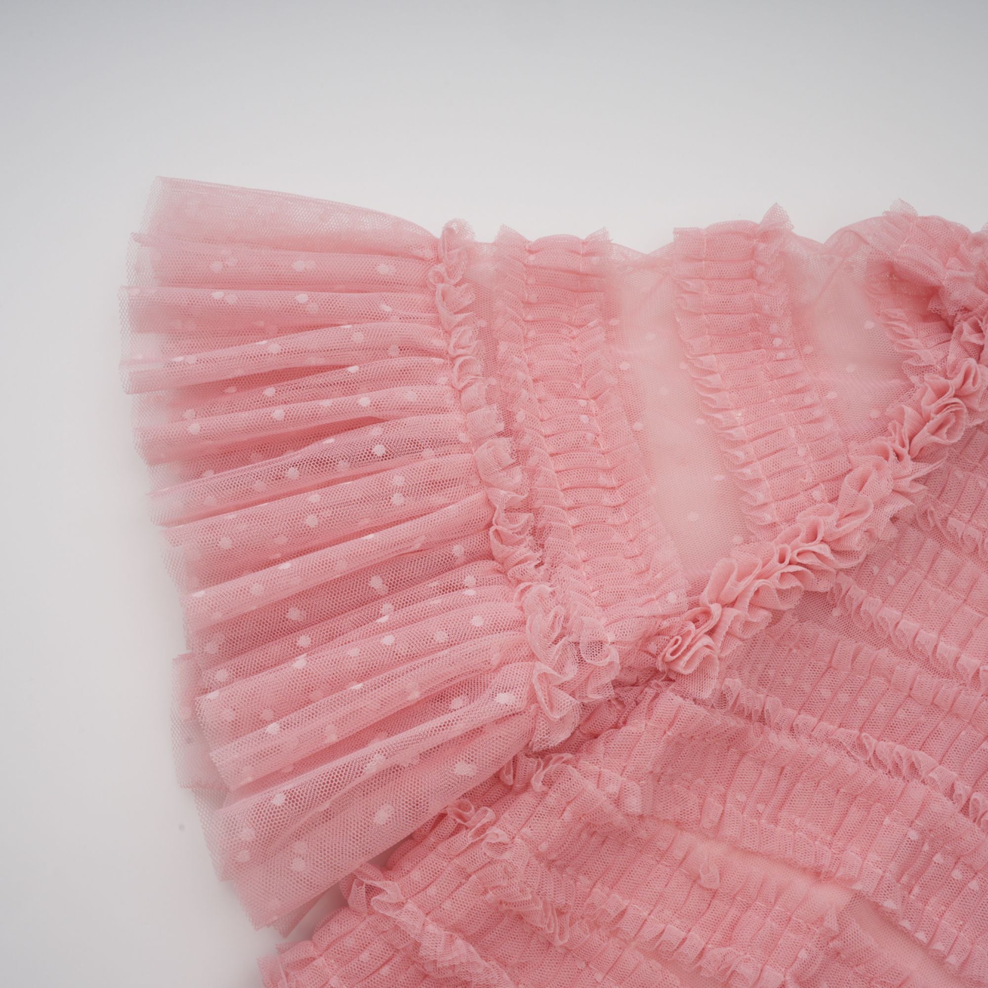 Aimée pink dot-detail ruffled tulle midi dress