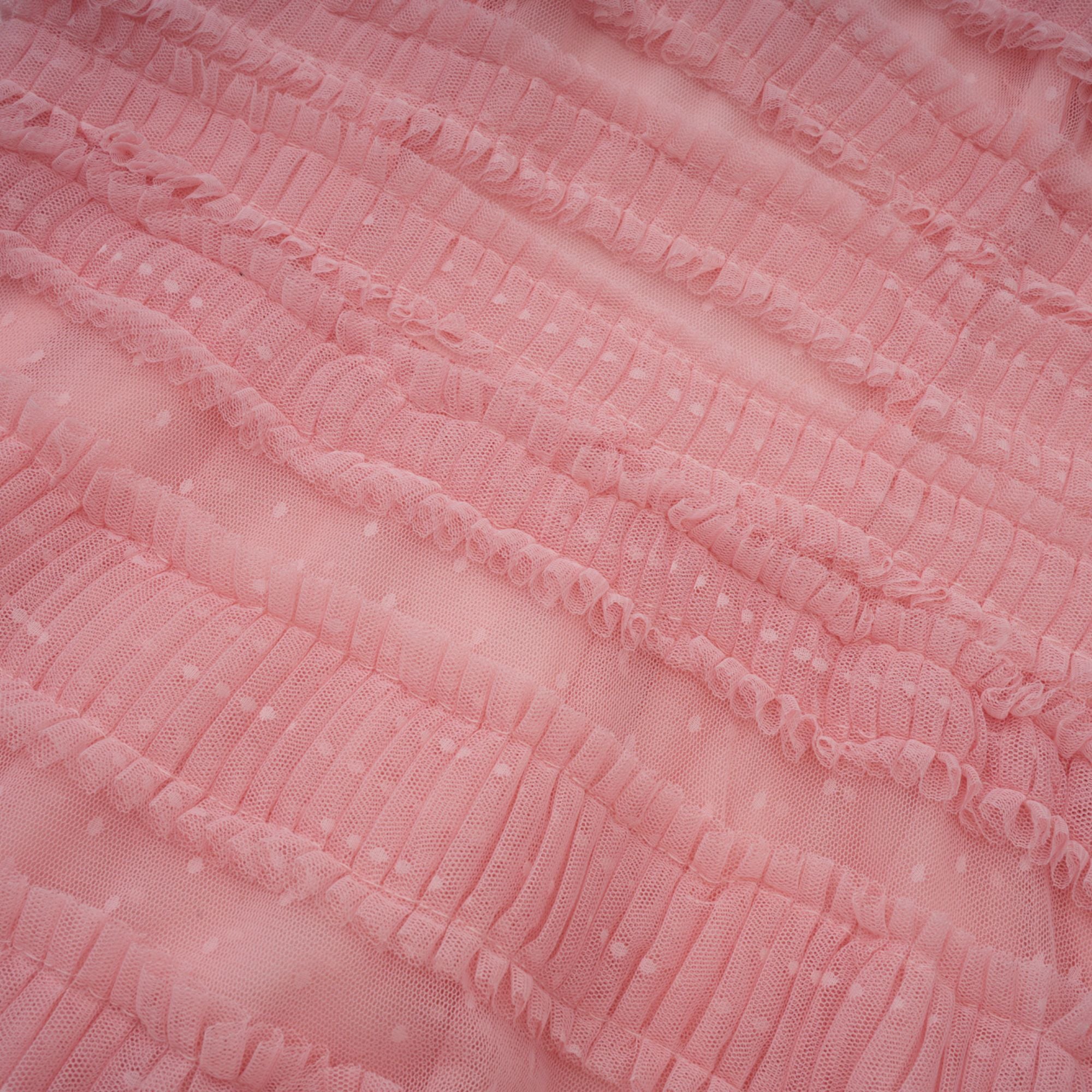 Aimée pink dot-detail ruffled tulle midi dress