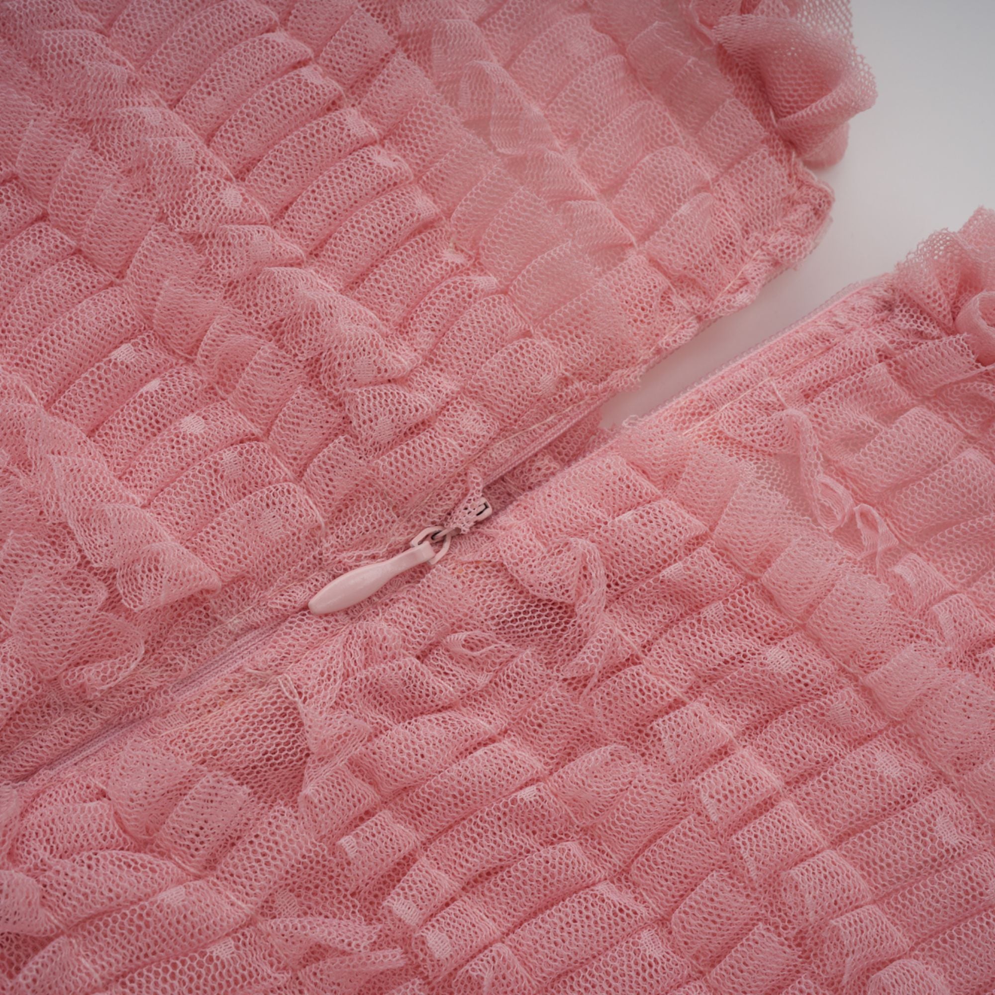 Aimée pink dot-detail ruffled tulle midi dress