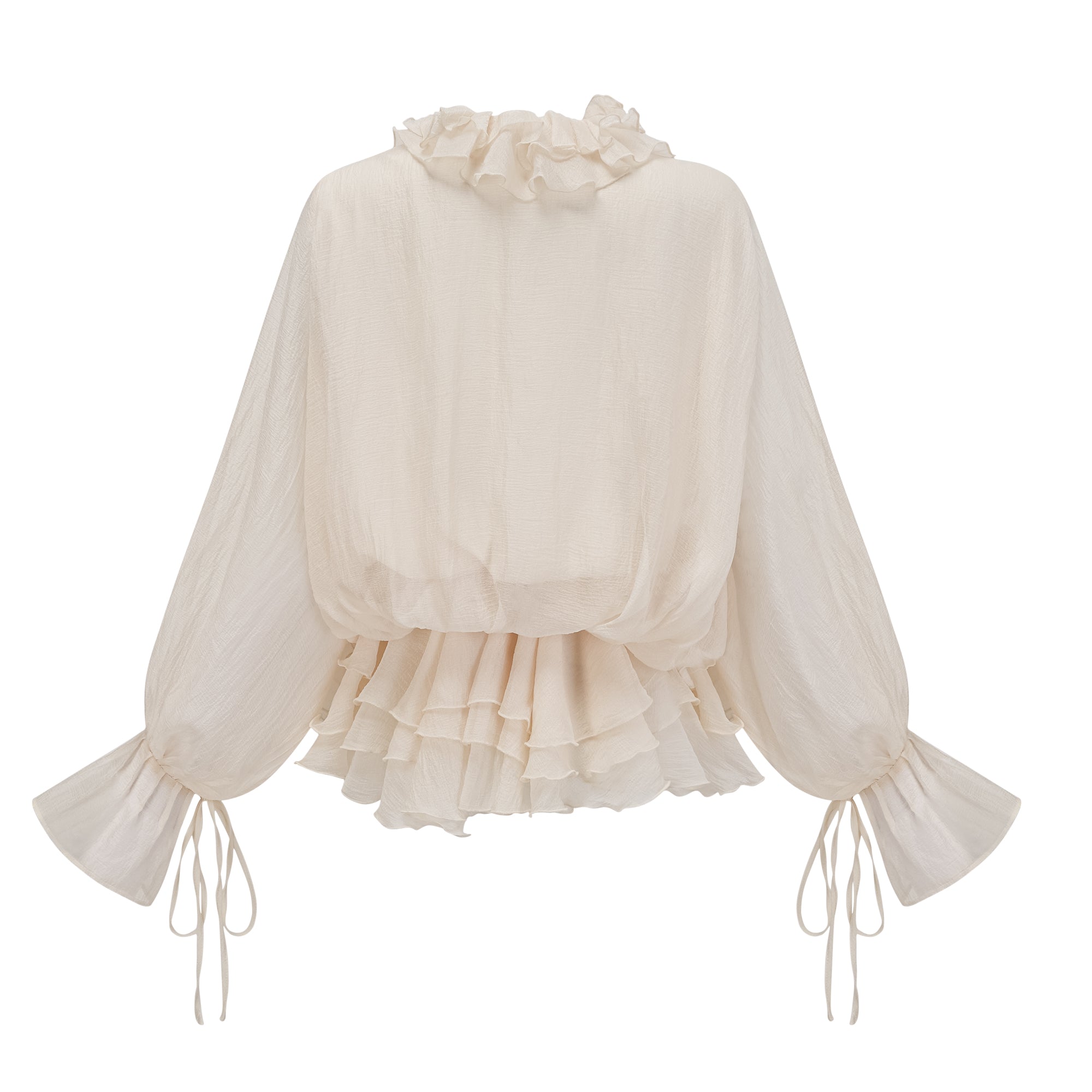 فستان قصير بطبقات مزين بالزهور من Zéphyrine باللون المحايد