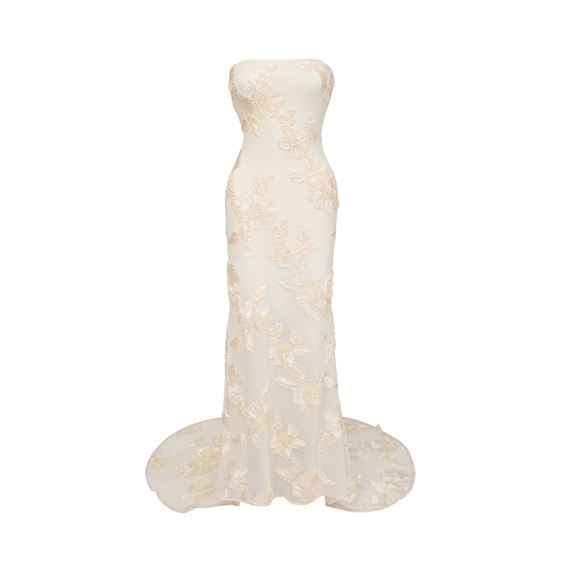 Melanie neutrals embroidered off-shoulder maxi dress