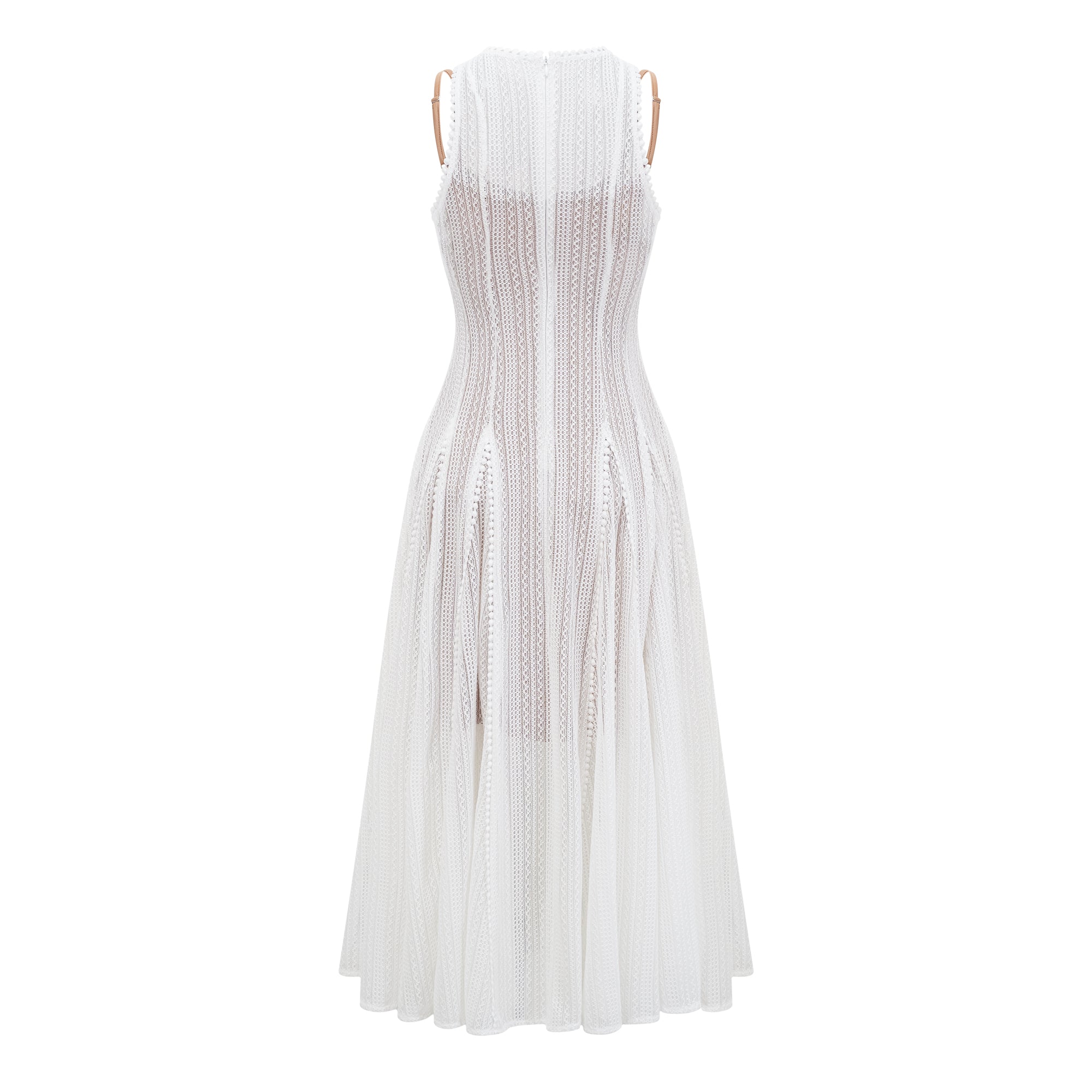 Weißes Pointelle-Puff-Midikleid „Hélène“