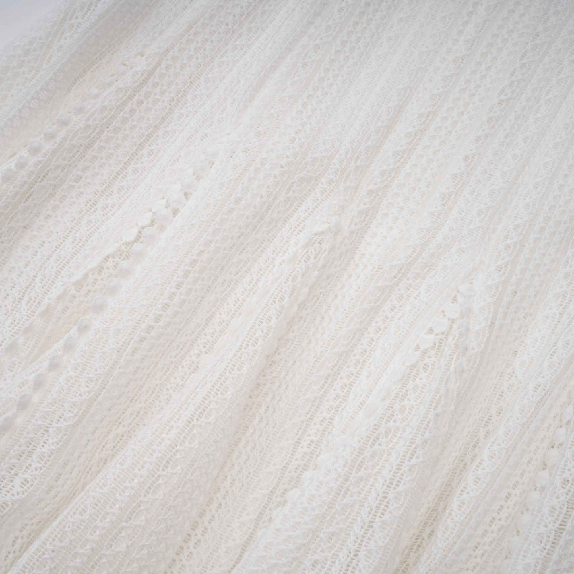 Weißes Pointelle-Puff-Midikleid „Hélène“