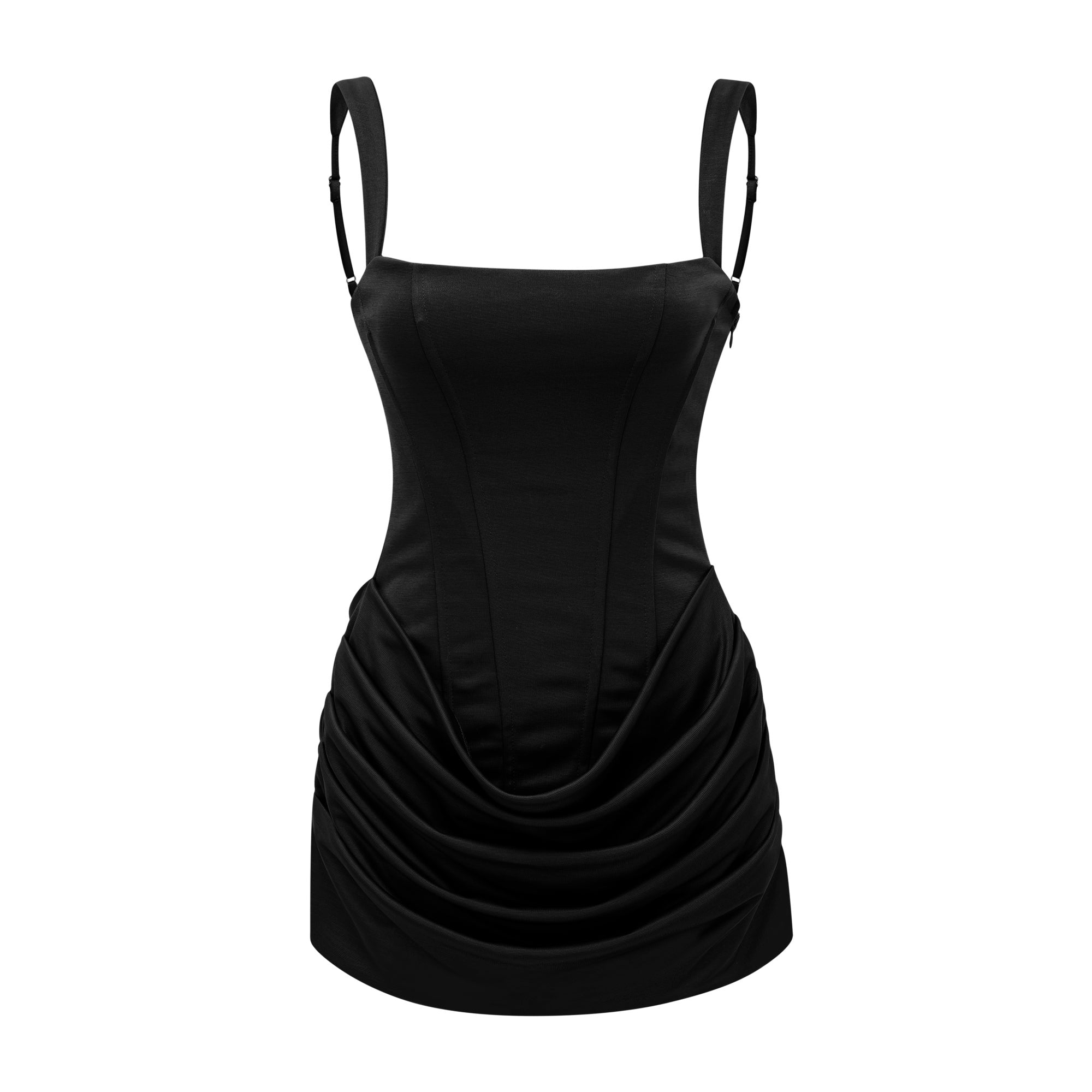 Paulette Black Ruched Bodycon Mini Dress