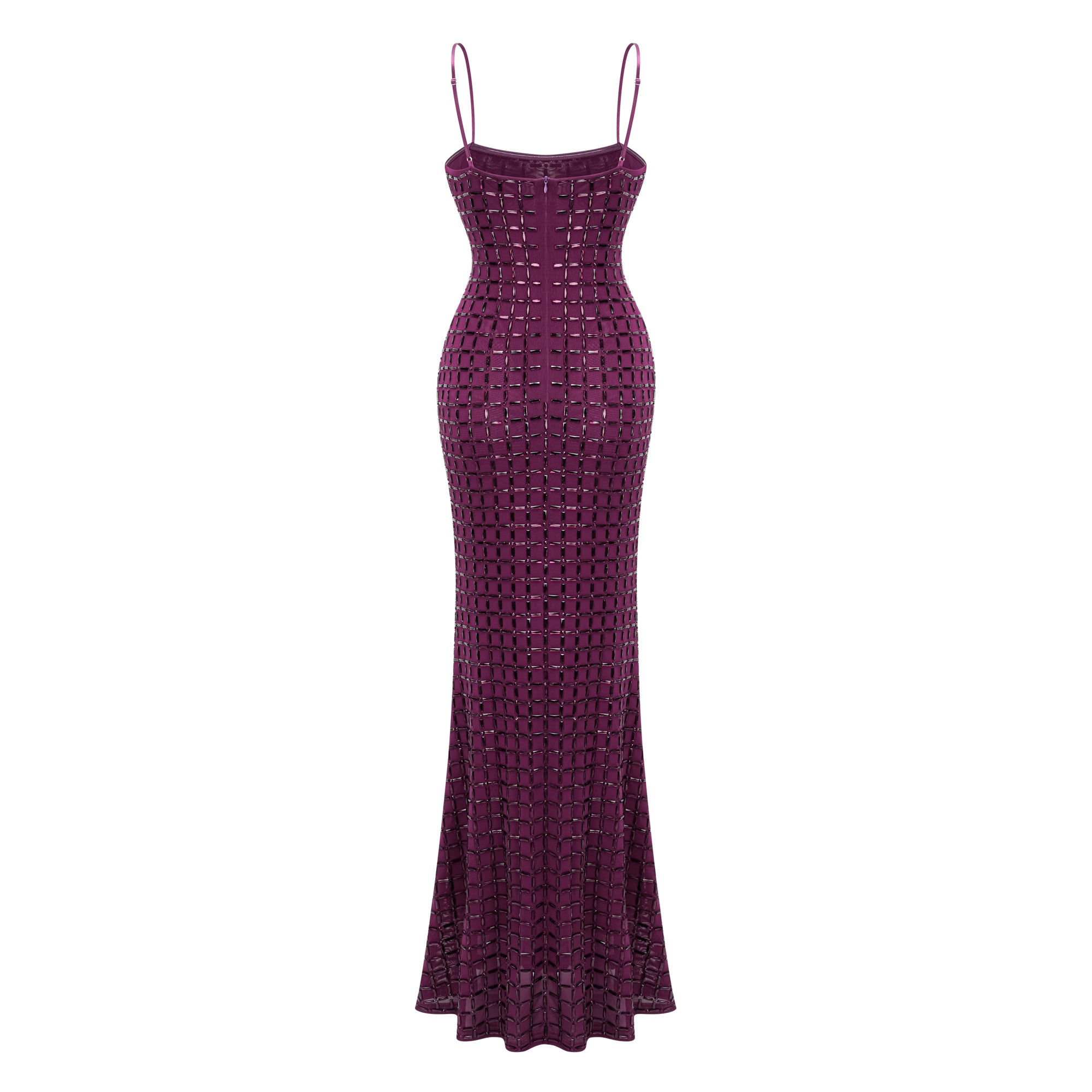 Térébenthine Lila Strass-Mesh-Maxikleid