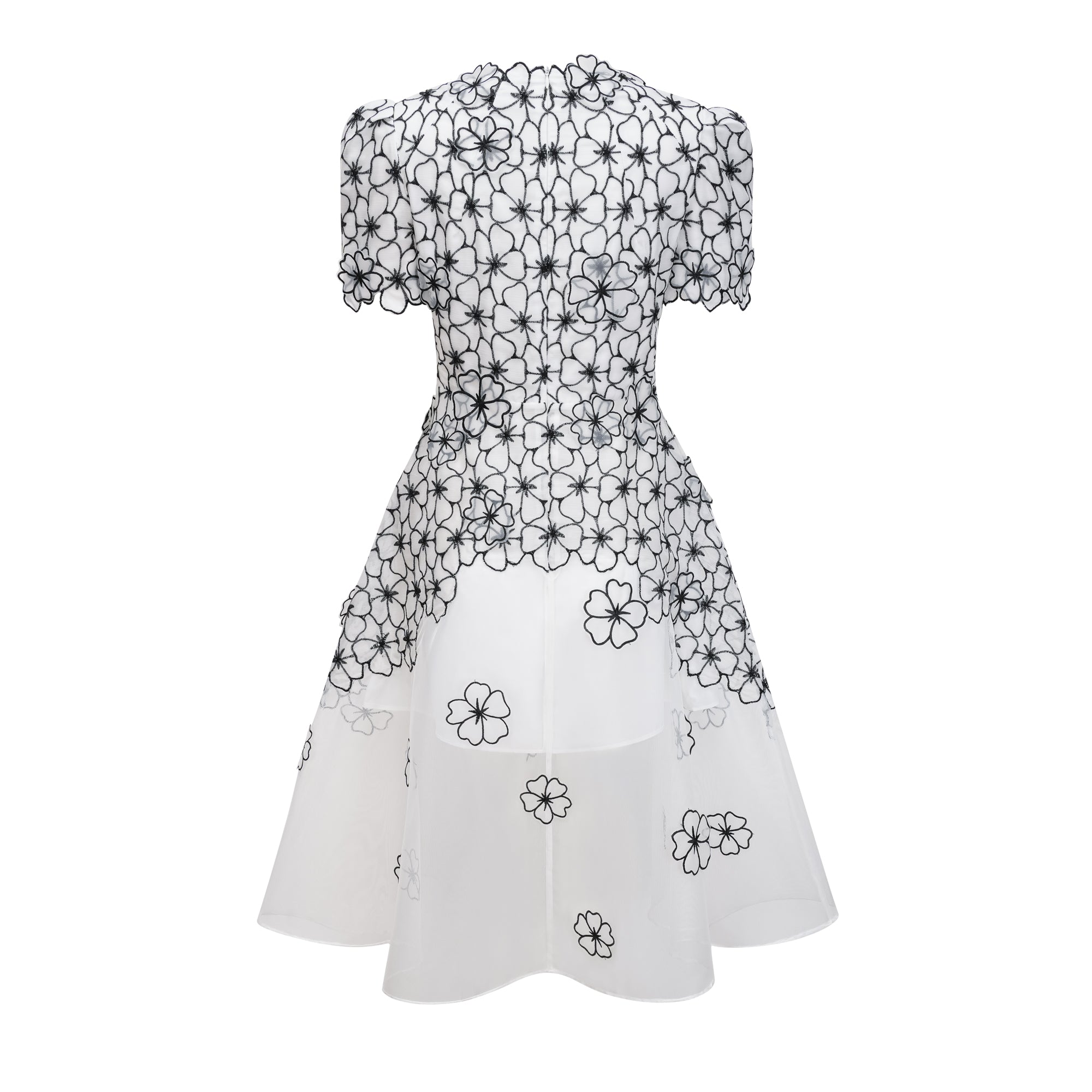 Yaelle White Floral Appliqué Tulle Midi Dress