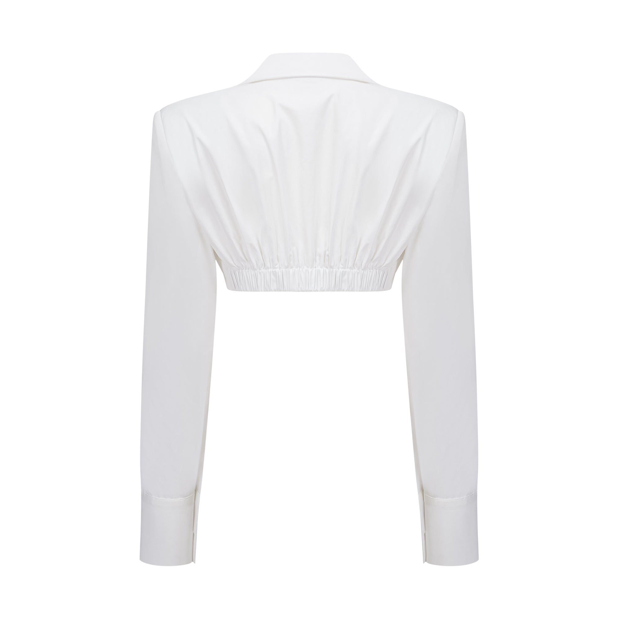 Caterina White Shirred Shirt & Skirt Set