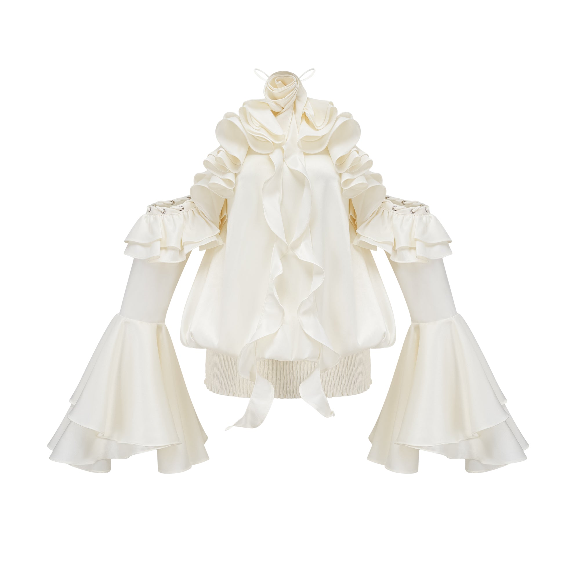 Fleur floral cold-shoulder ruffled mini dress