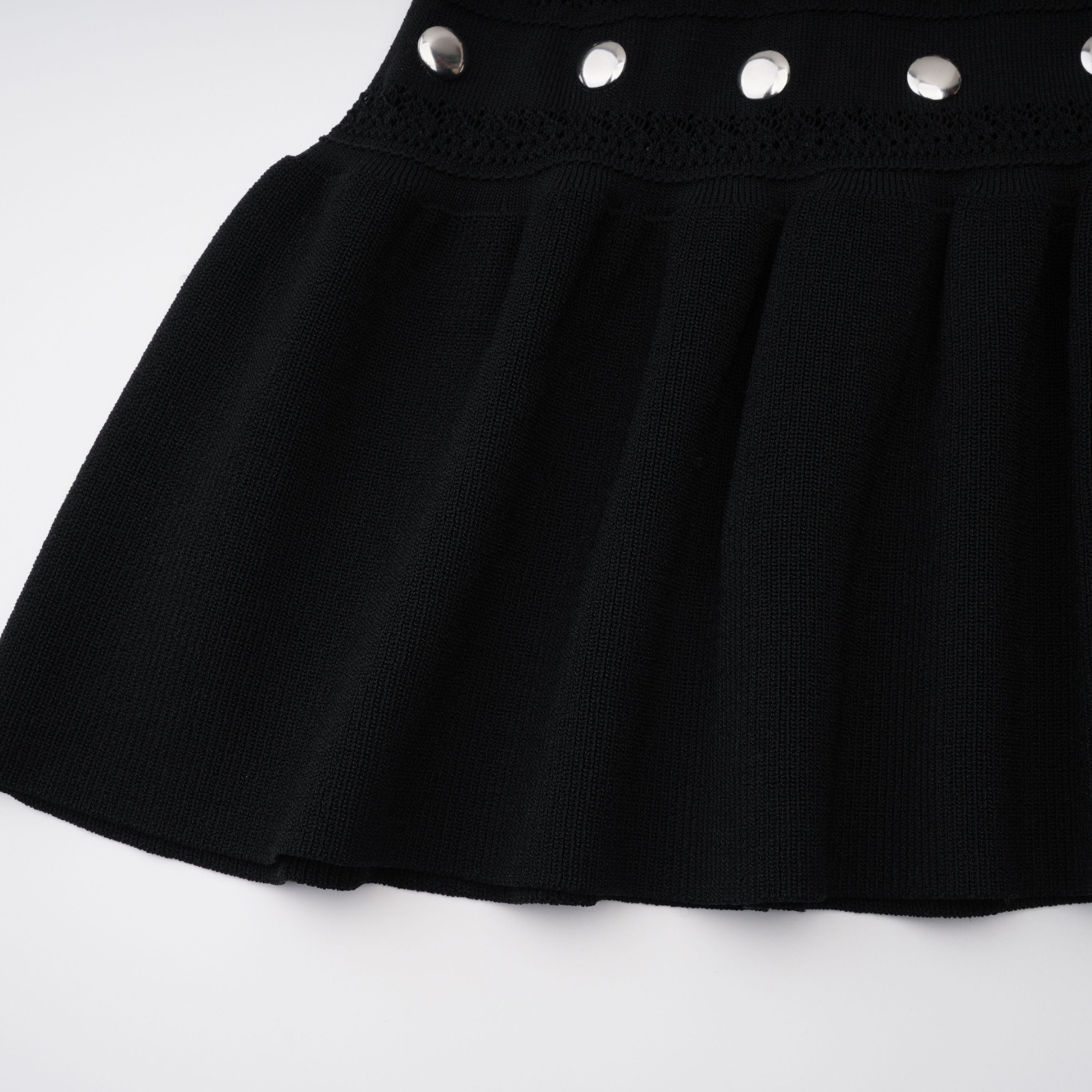 Chloé Black Long Sleeve Studded Crochet Knit Midi dress