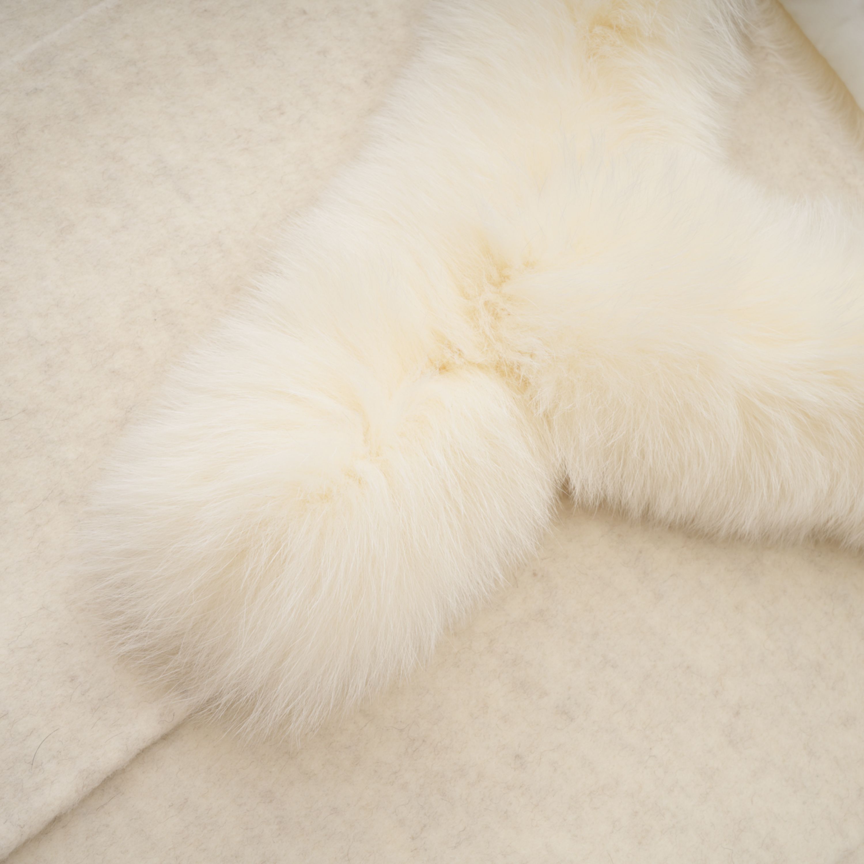 Cecilia White Belted Fur Trim Coat