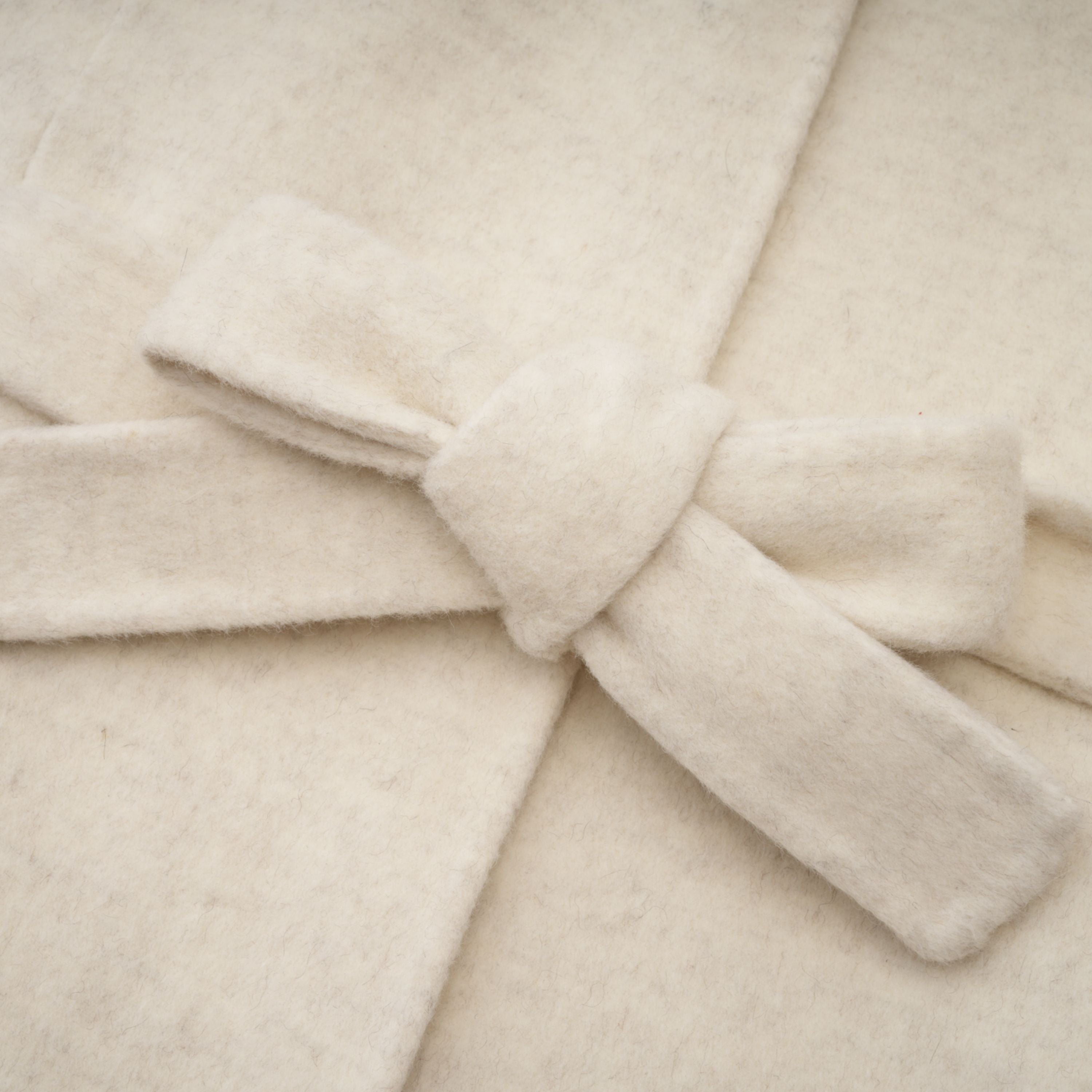 Cecilia White Belted Fur Trim Coat