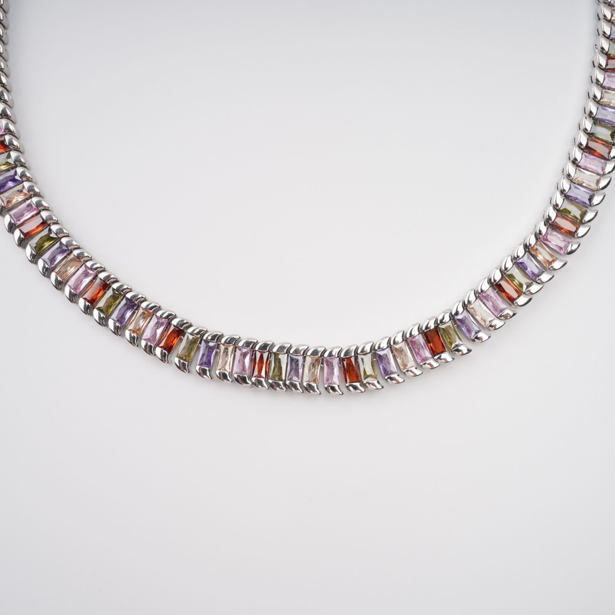 Isoline Silver Tone Crystal Embellished Necklace