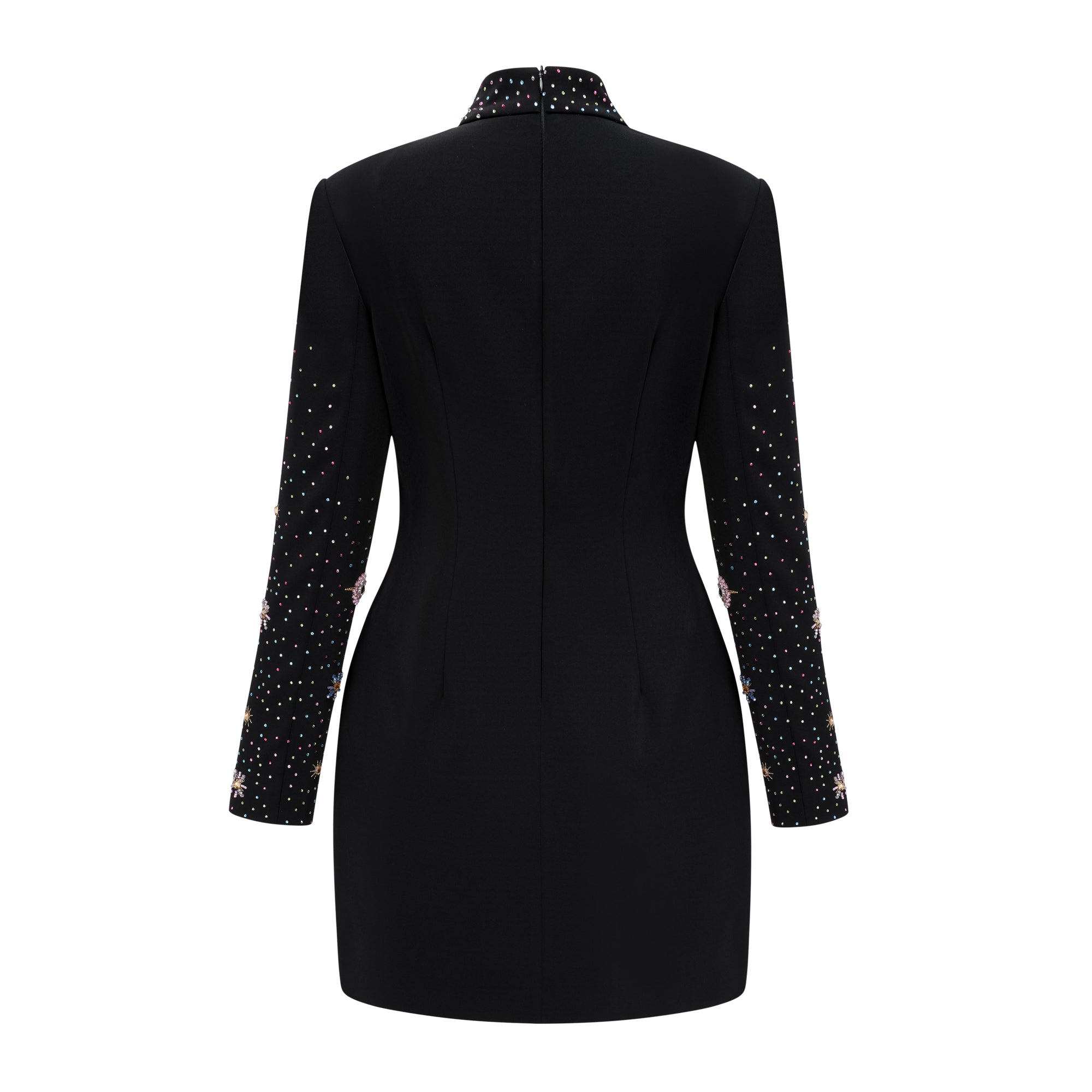 Rosaria Schwarzes Minikleid mit Sternenverzierung