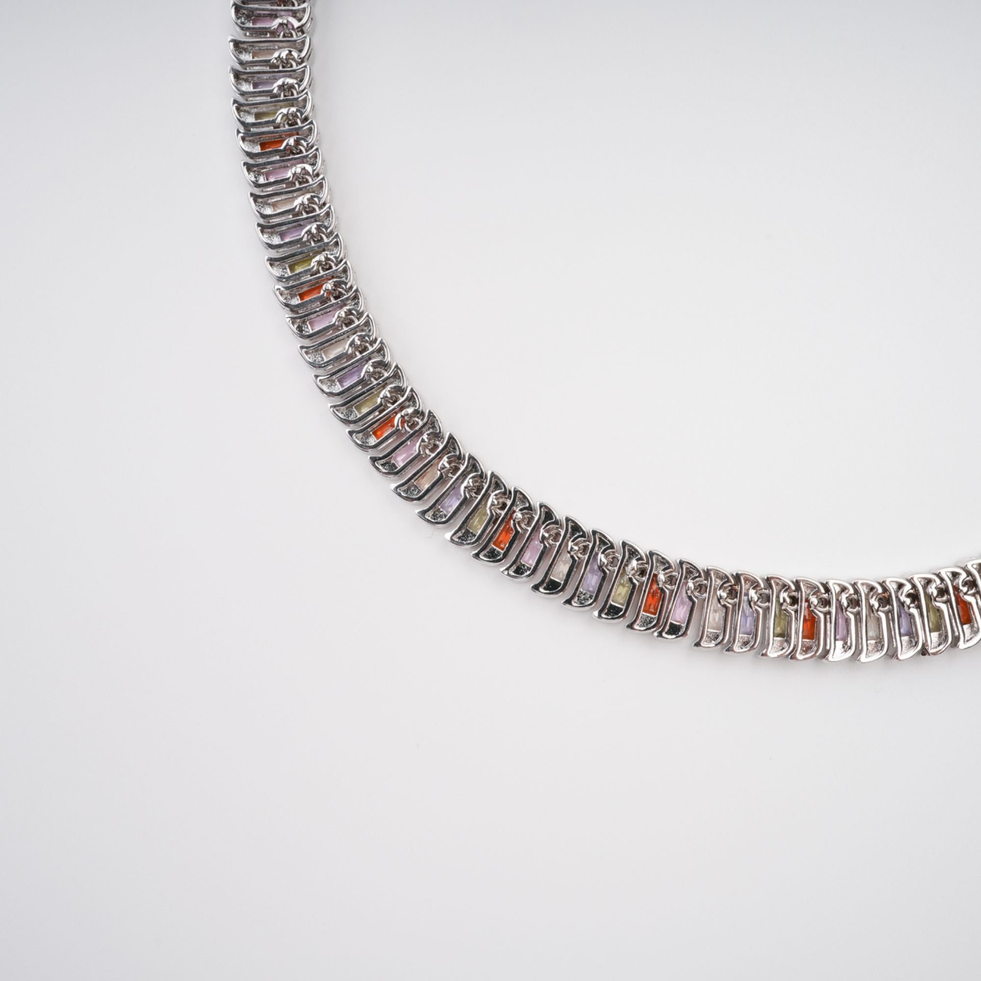 Isoline Silver Tone Crystal Embellished Necklace