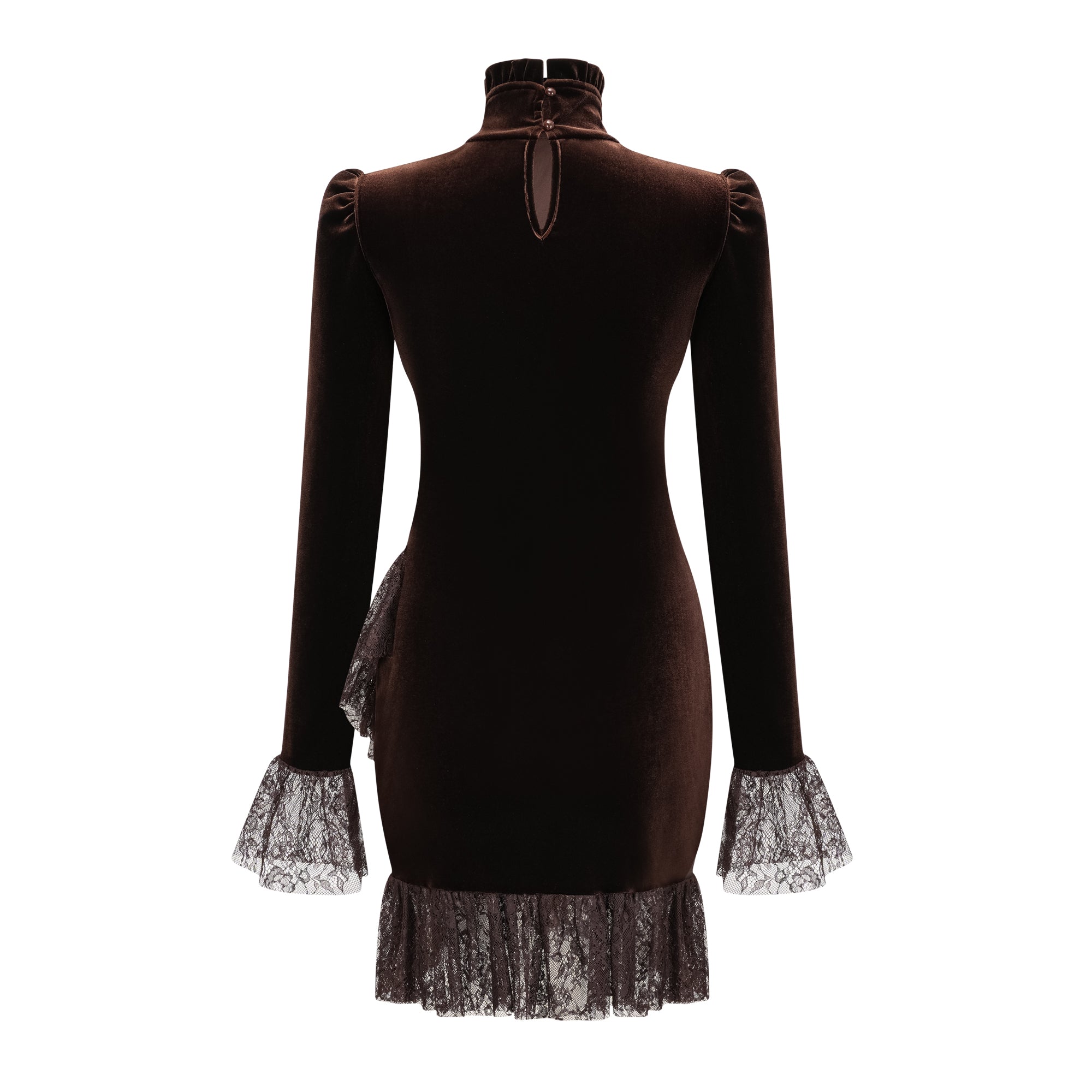 فستان قصير غير متماثل برقبة عالية من Alma Brown