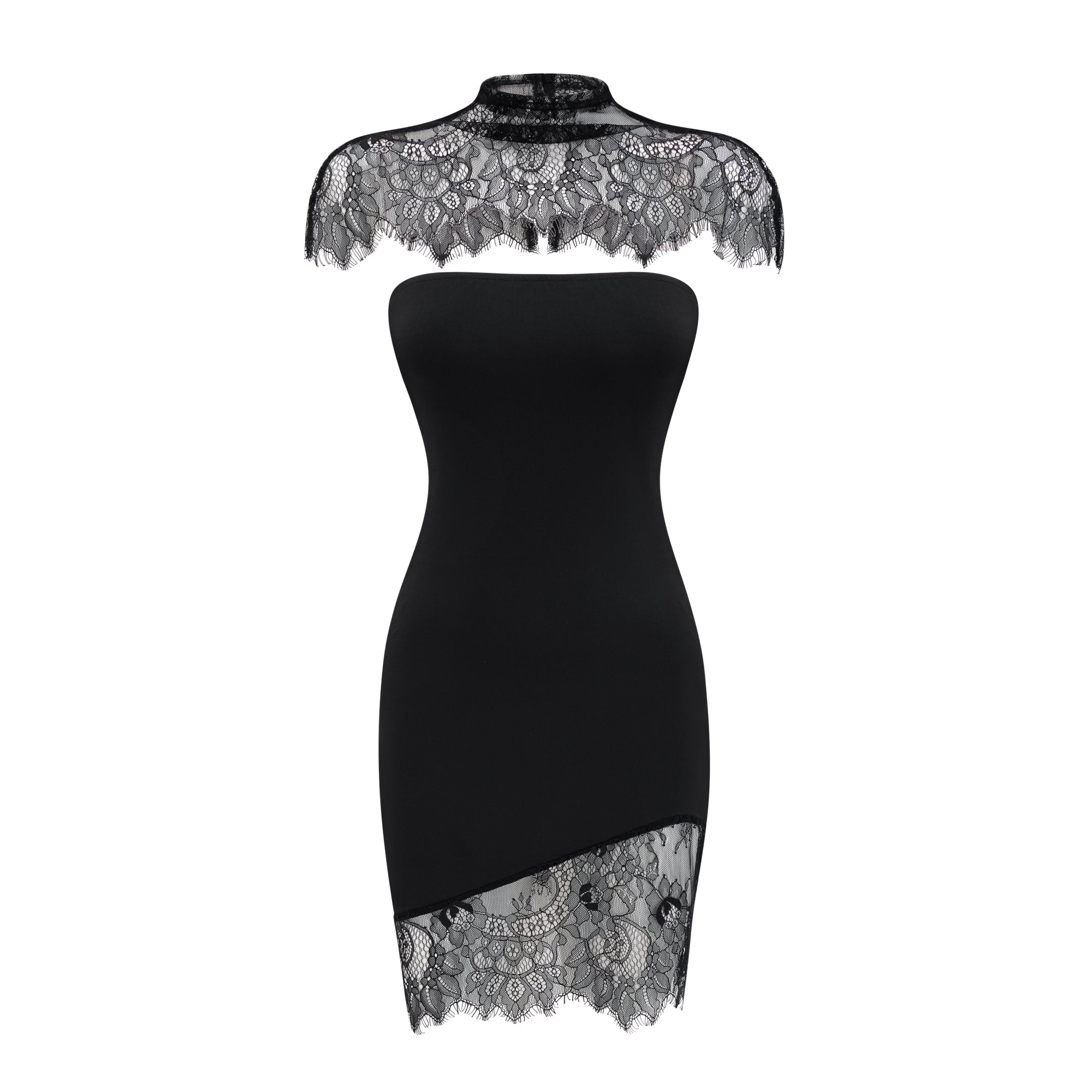 Alvaro Schwarzes Spitzen-Tuch & Kleid-Set