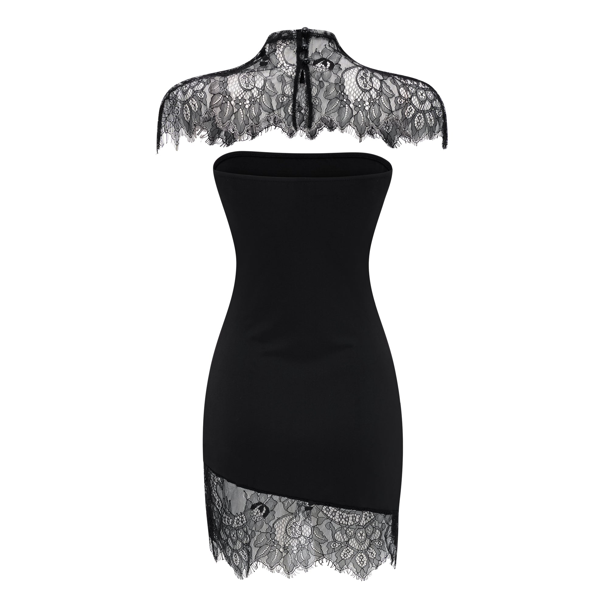 Alvaro Schwarzes Spitzen-Tuch & Kleid-Set