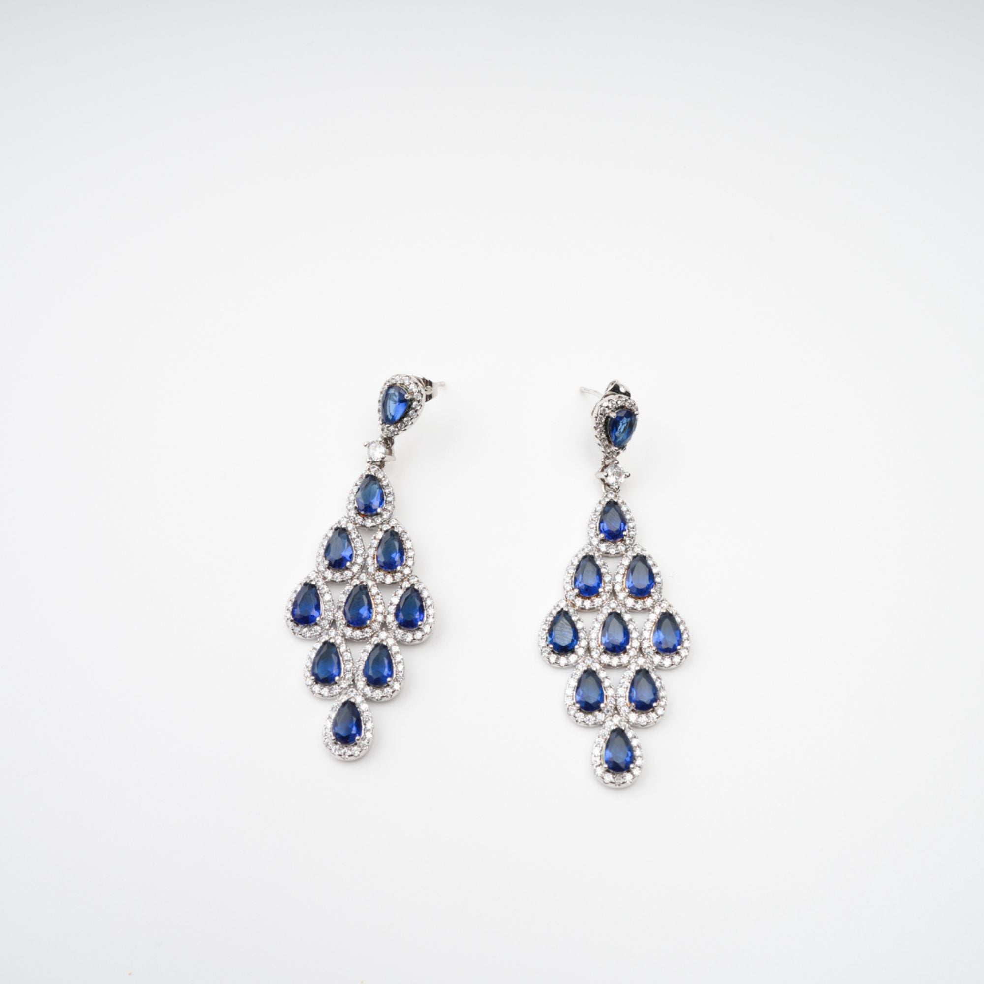 Estelle Blue Crystal Embellished Sterling Silver Earrings