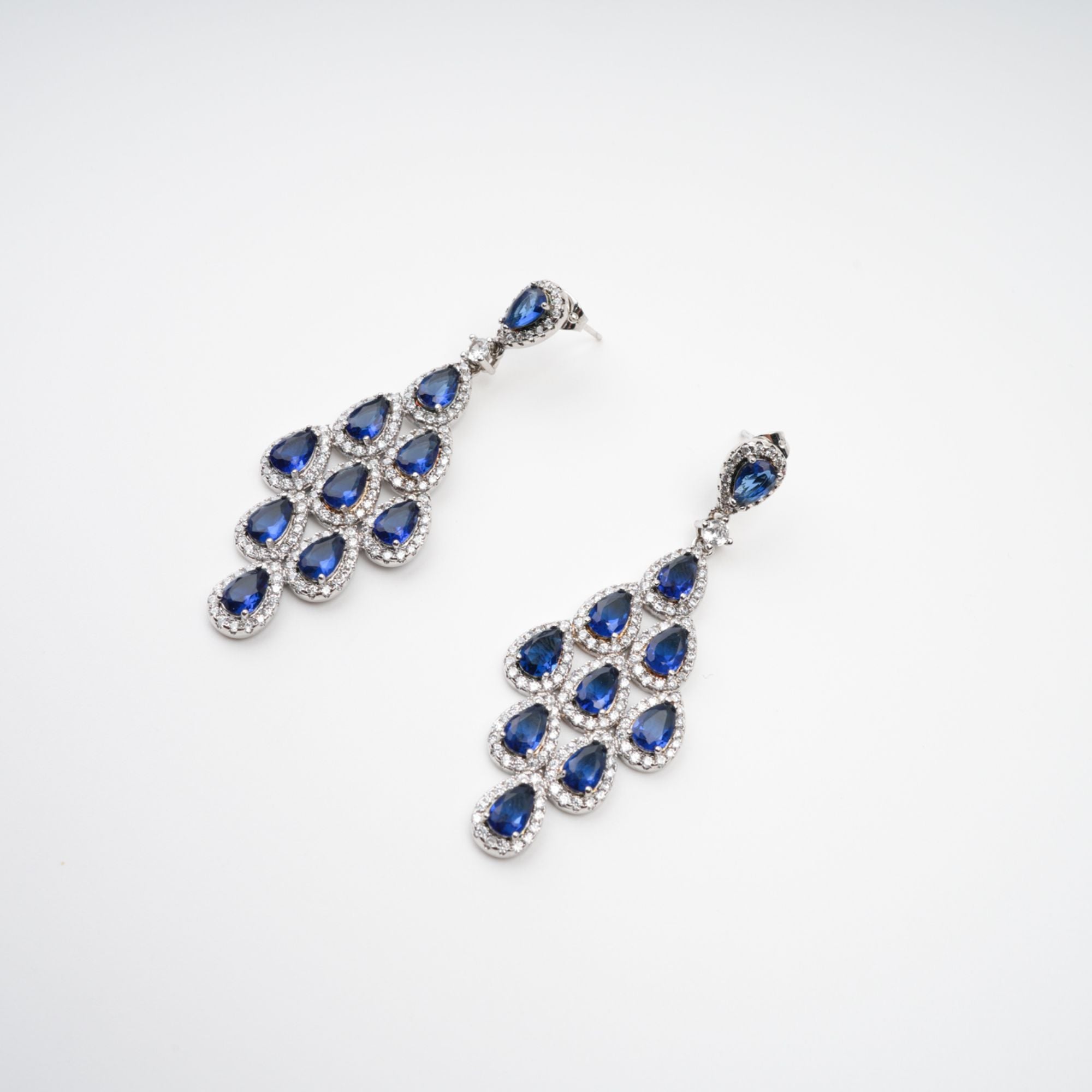 Estelle Blue Crystal Embellished Sterling Silver Earrings