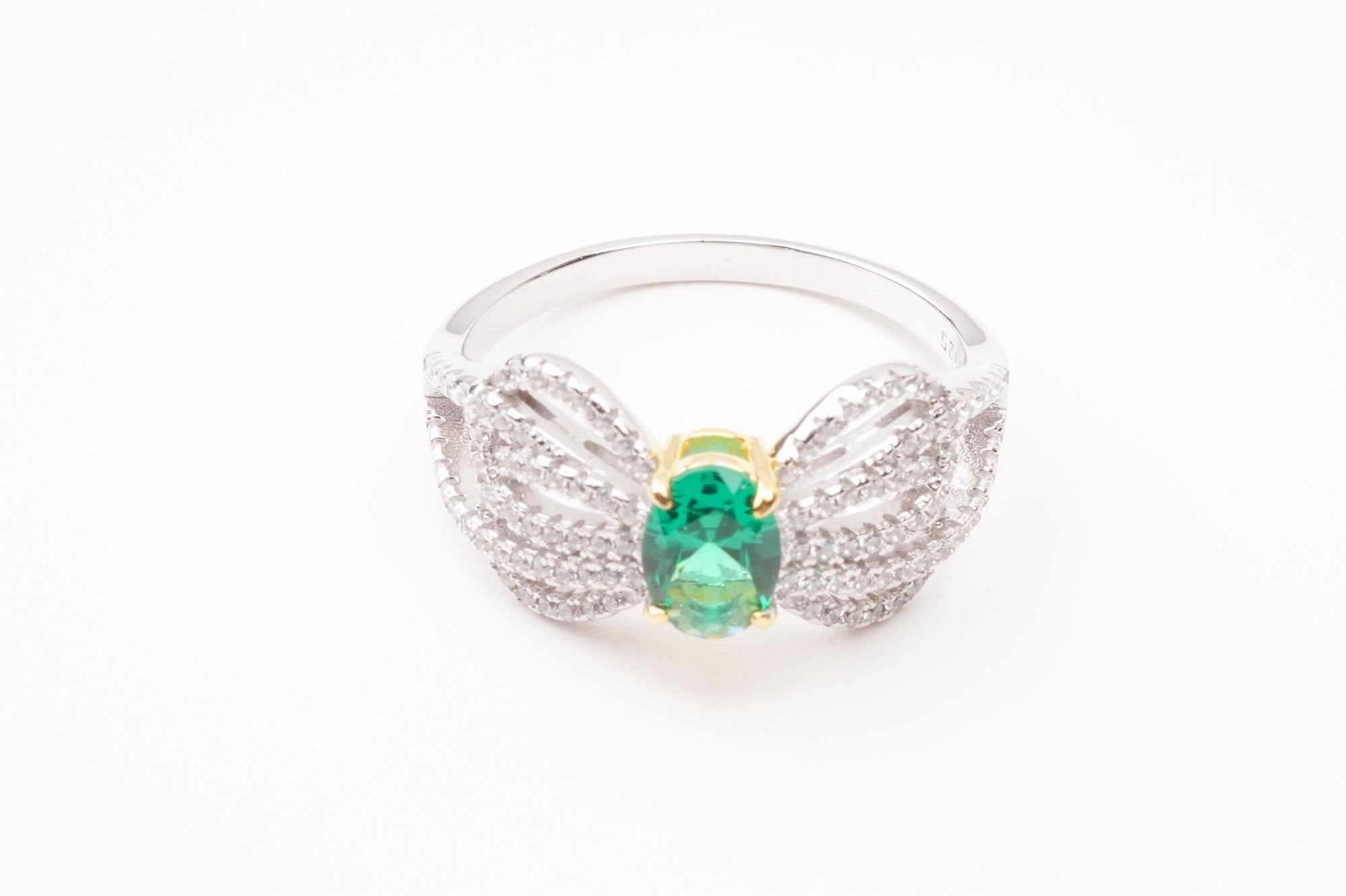 María Green Bow Detail Silver Ring