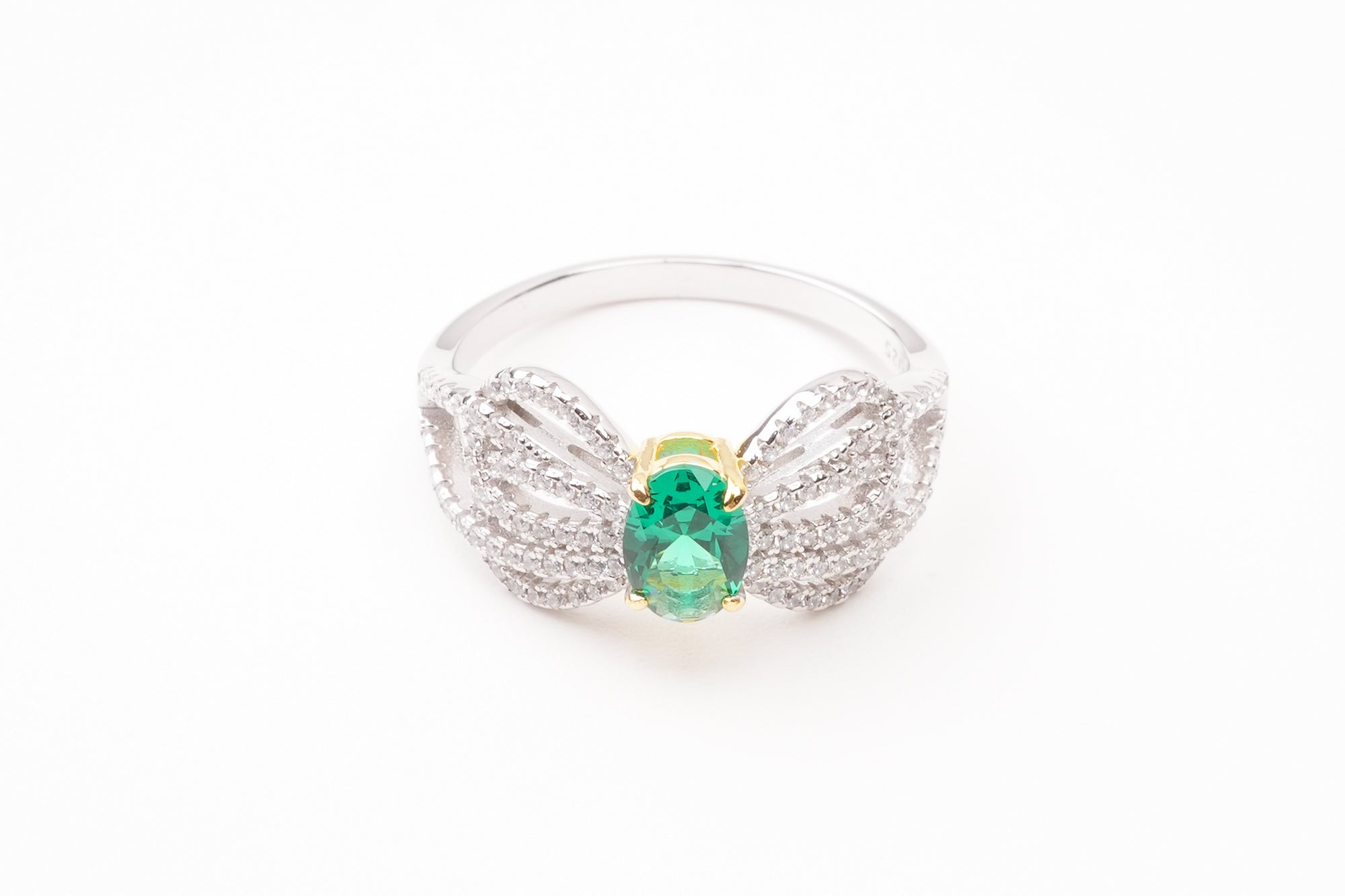 María Green Bow Detail Silver Ring