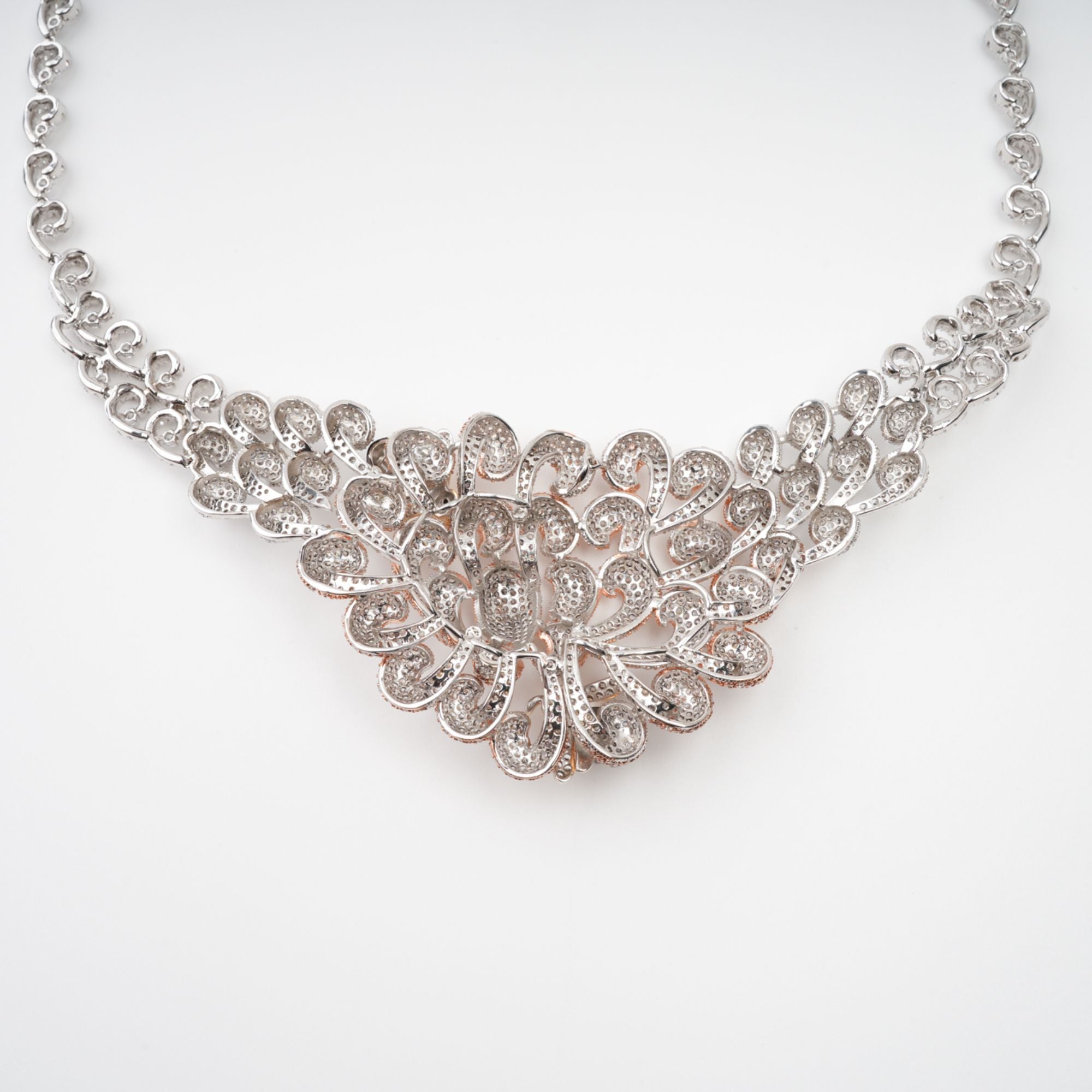 Anthemon Silver Tone Crystal Embellished Necklace