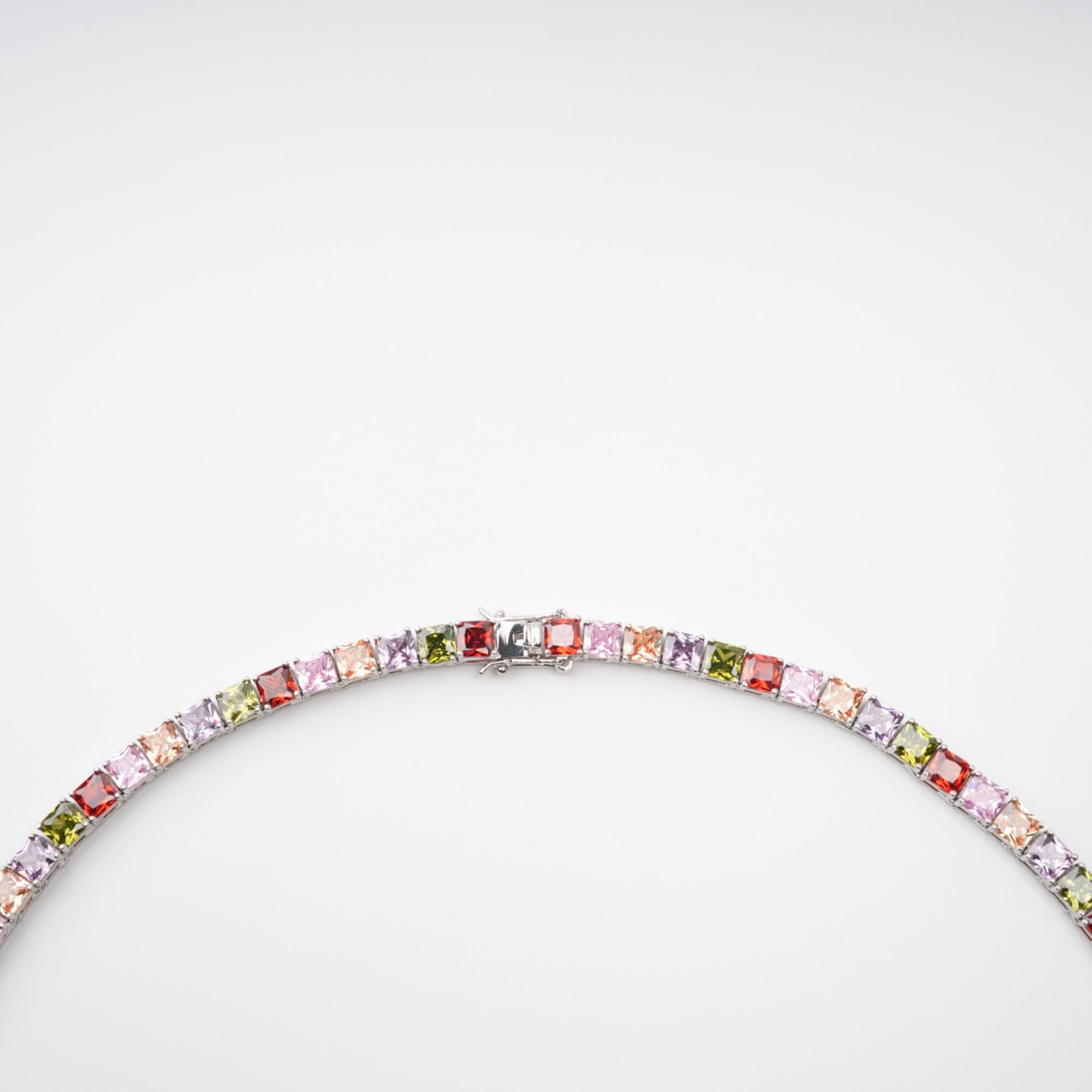 Avril Multicolor Square Cut Crystal Embellished Necklace