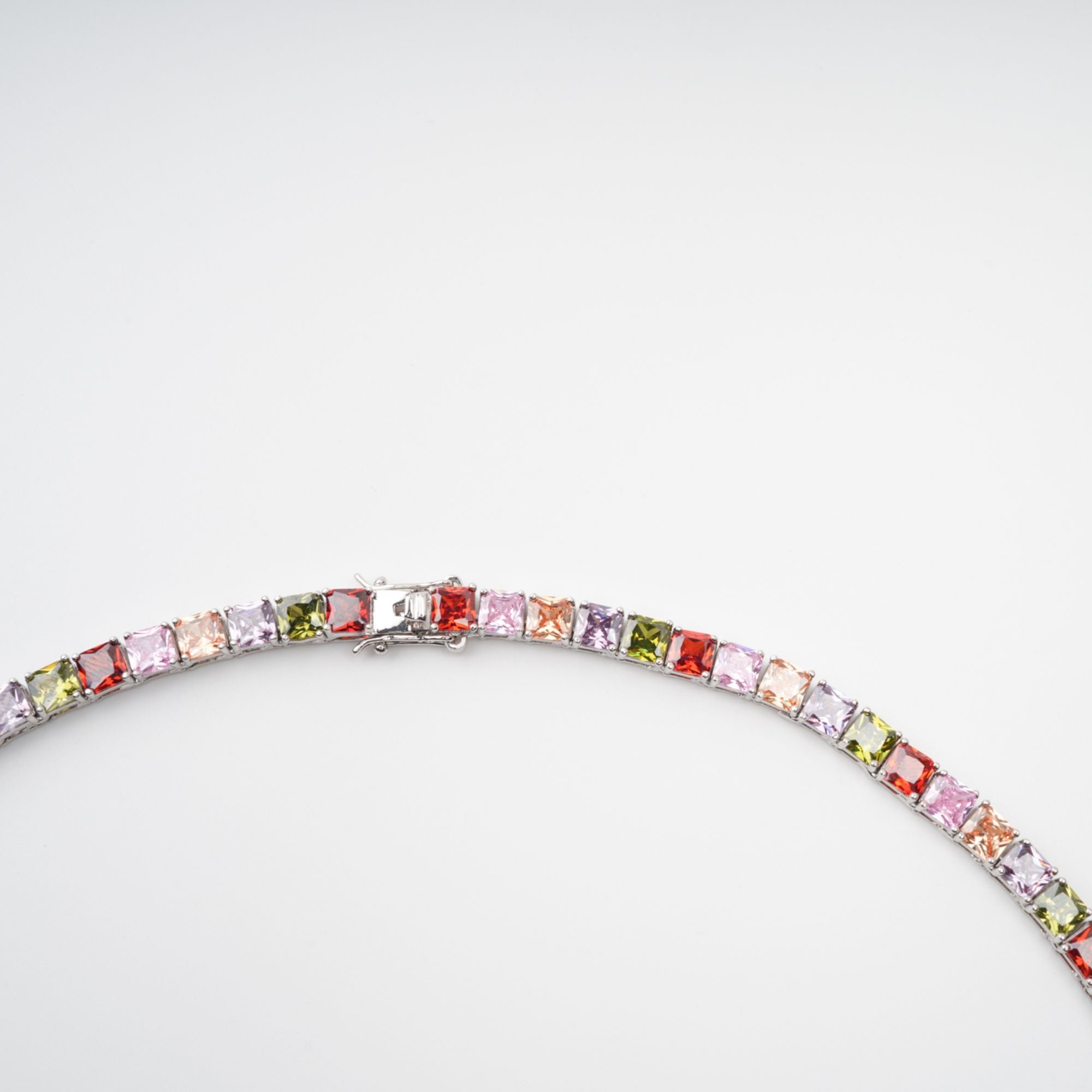 Avril Multicolor Square Cut Crystal Embellished Necklace